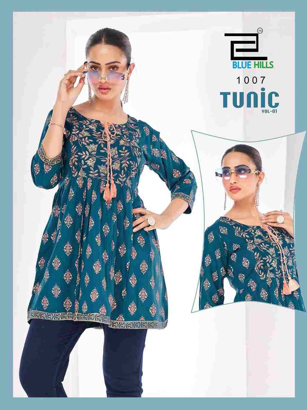 Tunic Vol-1 By Blue Hills 1001 To 1010 Series Designer Stylish Fancy Colorful Beautiful Party Wear & Ethnic Wear Collection Premium Rayon Tops At Wholesale Price