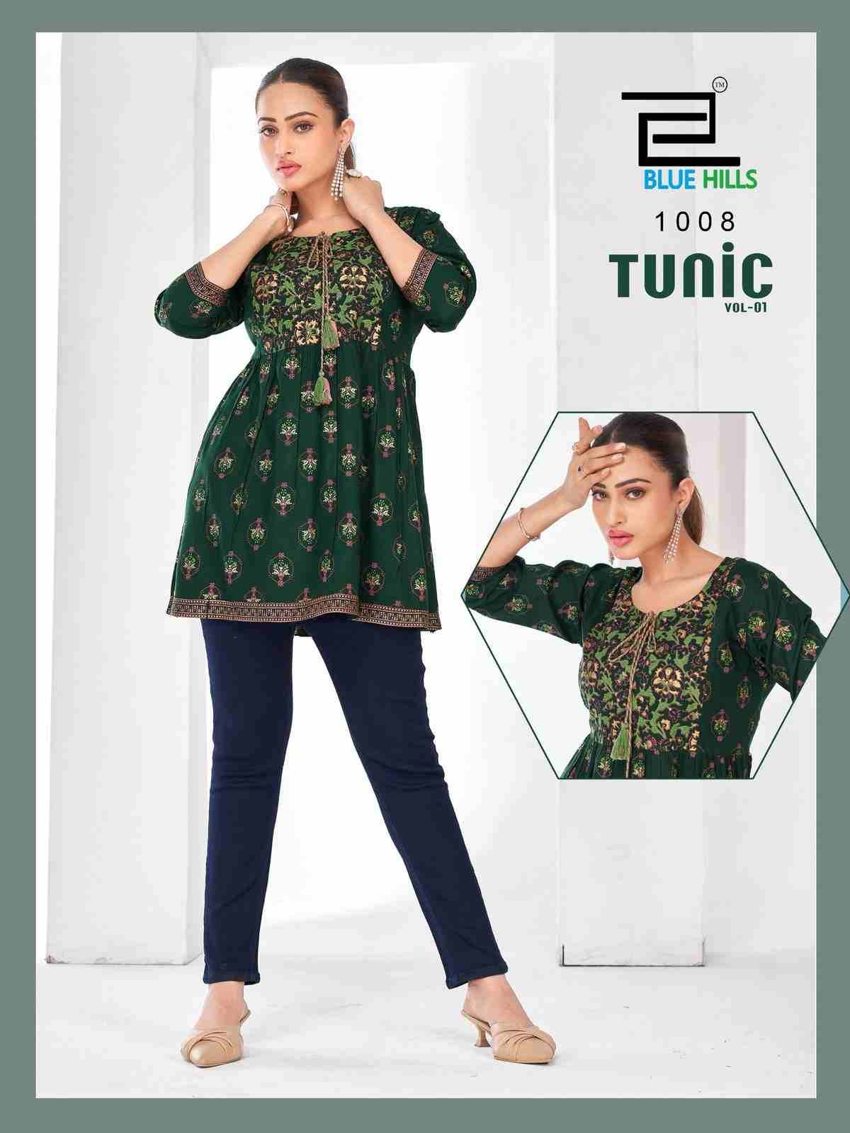 Tunic Vol-1 By Blue Hills 1001 To 1010 Series Designer Stylish Fancy Colorful Beautiful Party Wear & Ethnic Wear Collection Premium Rayon Tops At Wholesale Price