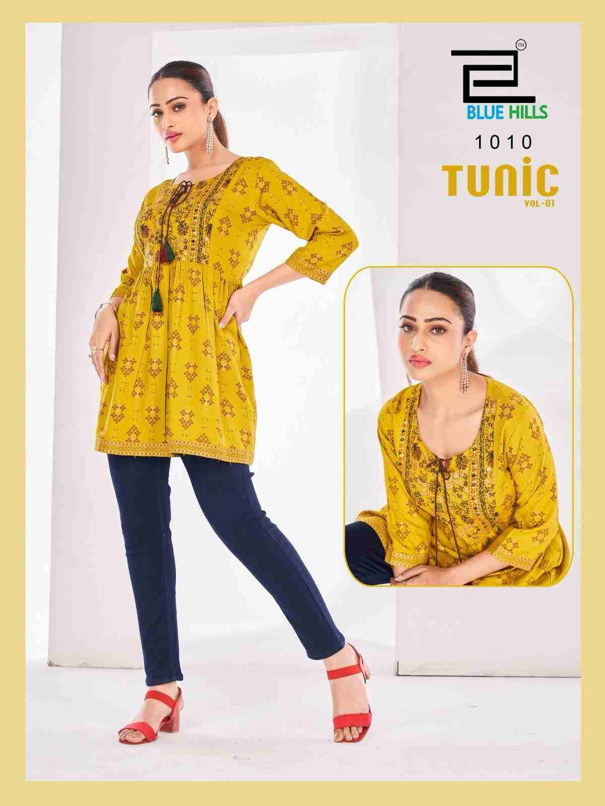 Tunic Vol-1 By Blue Hills 1001 To 1010 Series Designer Stylish Fancy Colorful Beautiful Party Wear & Ethnic Wear Collection Premium Rayon Tops At Wholesale Price