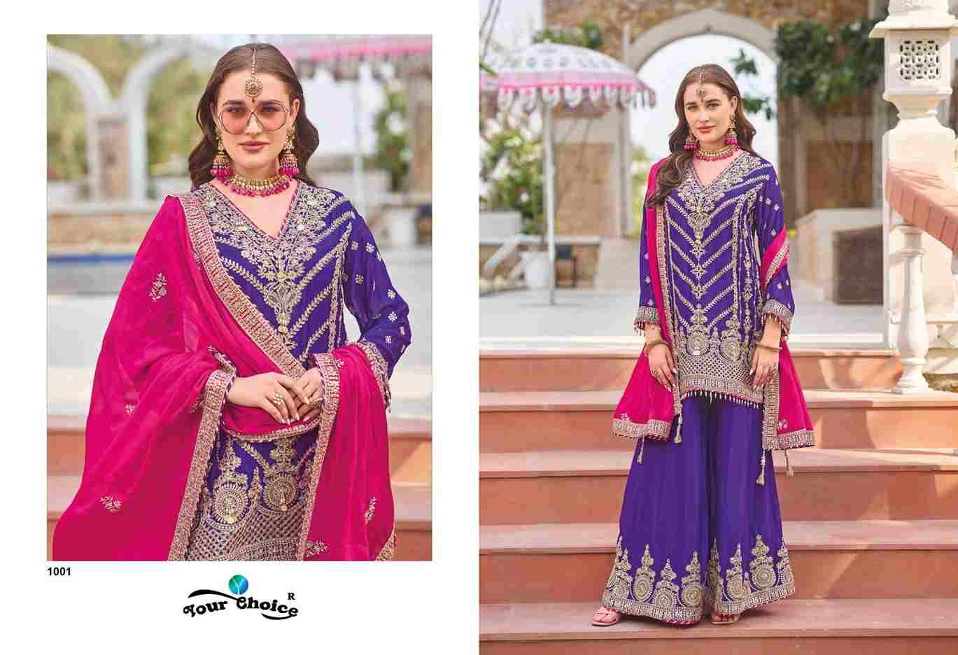 Monalisa By Your Choice 1001 To 1002 Series Designer Sharara Suits Collection Beautiful Stylish Fancy Colorful Party Wear & Occasional Wear Chinnon Dresses At Wholesale Price