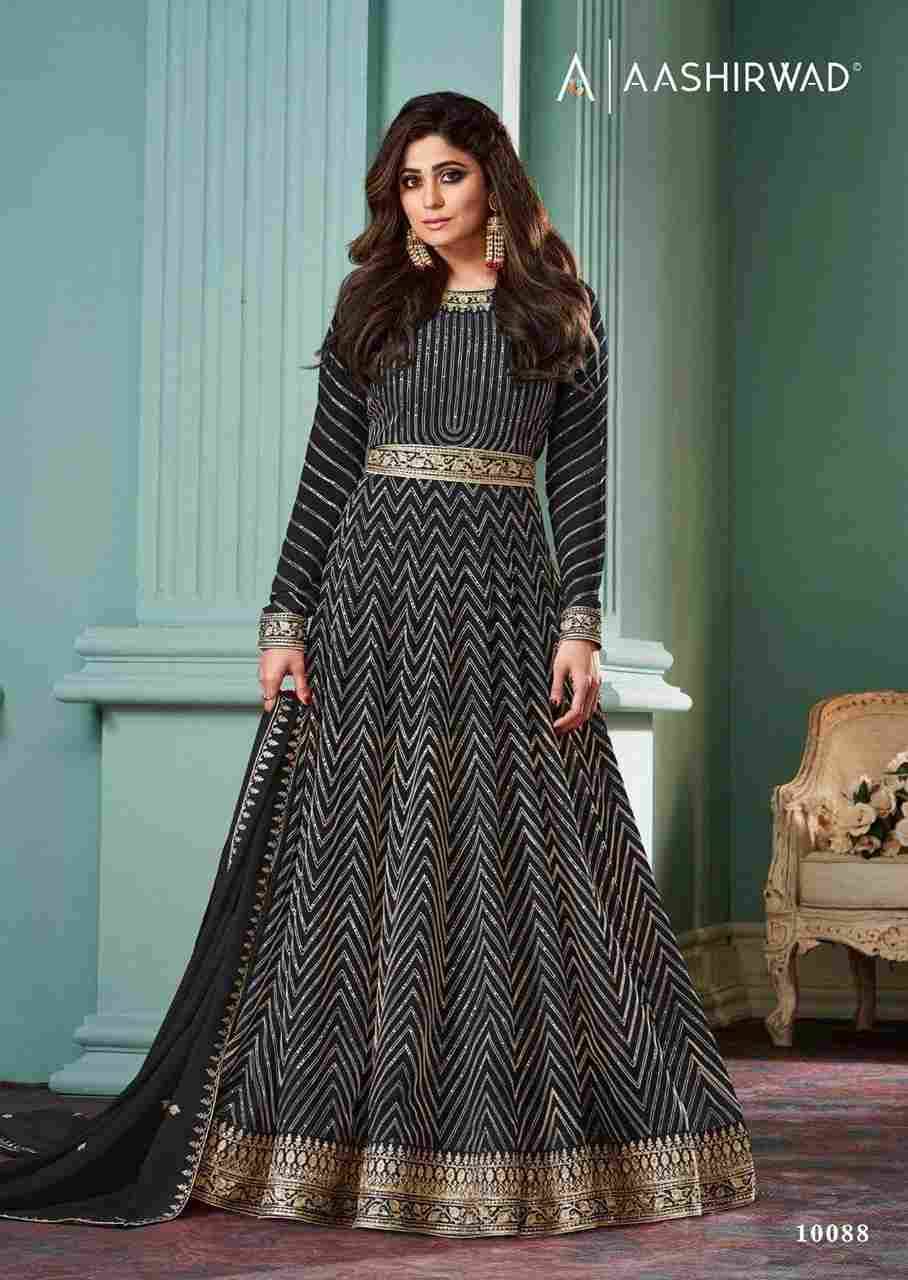 Alizza Silver By Aashirwad Creation 10085 To 10090 Series Designer Stylish Fancy Colorful Beautiful Party Wear & Ethnic Wear Collection Premium Georgette Gowns With Dupatta At Wholesale Price