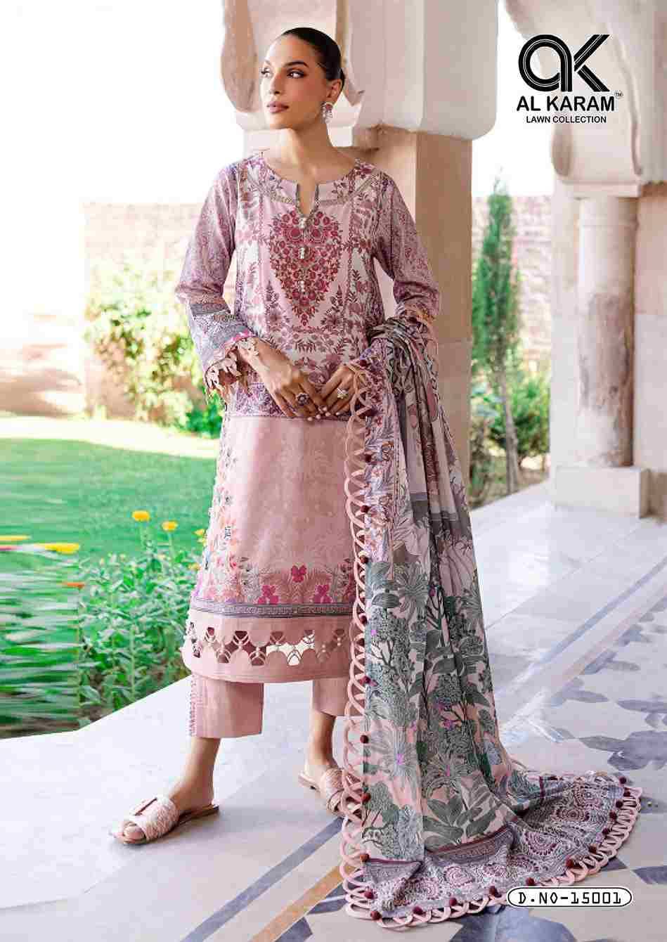 Kesariya Vol-15 By Al Karam Lawn Collection 15001 To 15006 Series Beautiful Festive Suits Colorful Stylish Fancy Casual Wear & Ethnic Wear Pure Cambric Embroidered Dresses At Wholesale Price