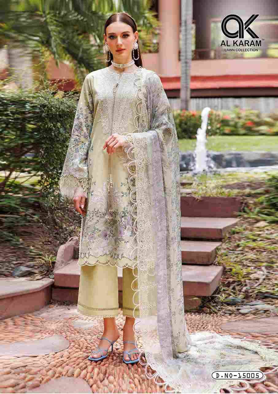 Kesariya Vol-15 By Al Karam Lawn Collection 15001 To 15006 Series Beautiful Festive Suits Colorful Stylish Fancy Casual Wear & Ethnic Wear Pure Cambric Embroidered Dresses At Wholesale Price