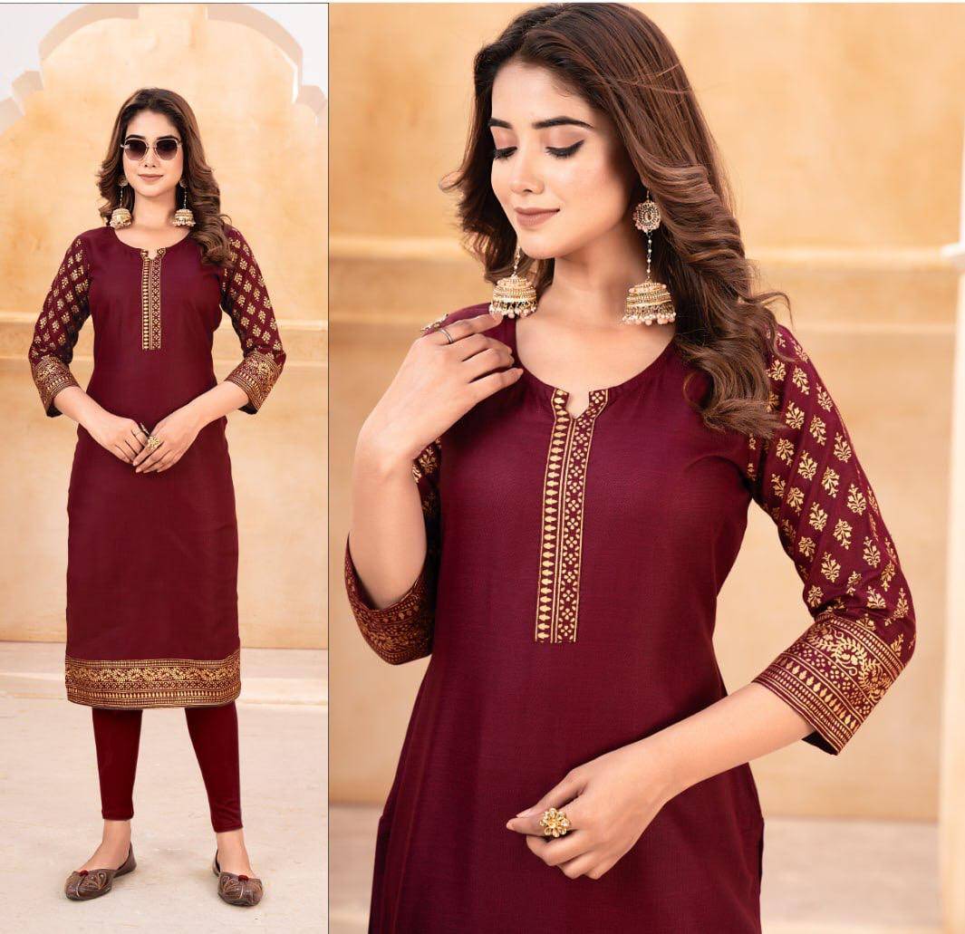 Kriti By Kaamiri 01 To 05 Series Designer Stylish Fancy Colorful Beautiful Party Wear & Ethnic Wear Collection Rubi Cotton Foil Print Kurtis At Wholesale Price