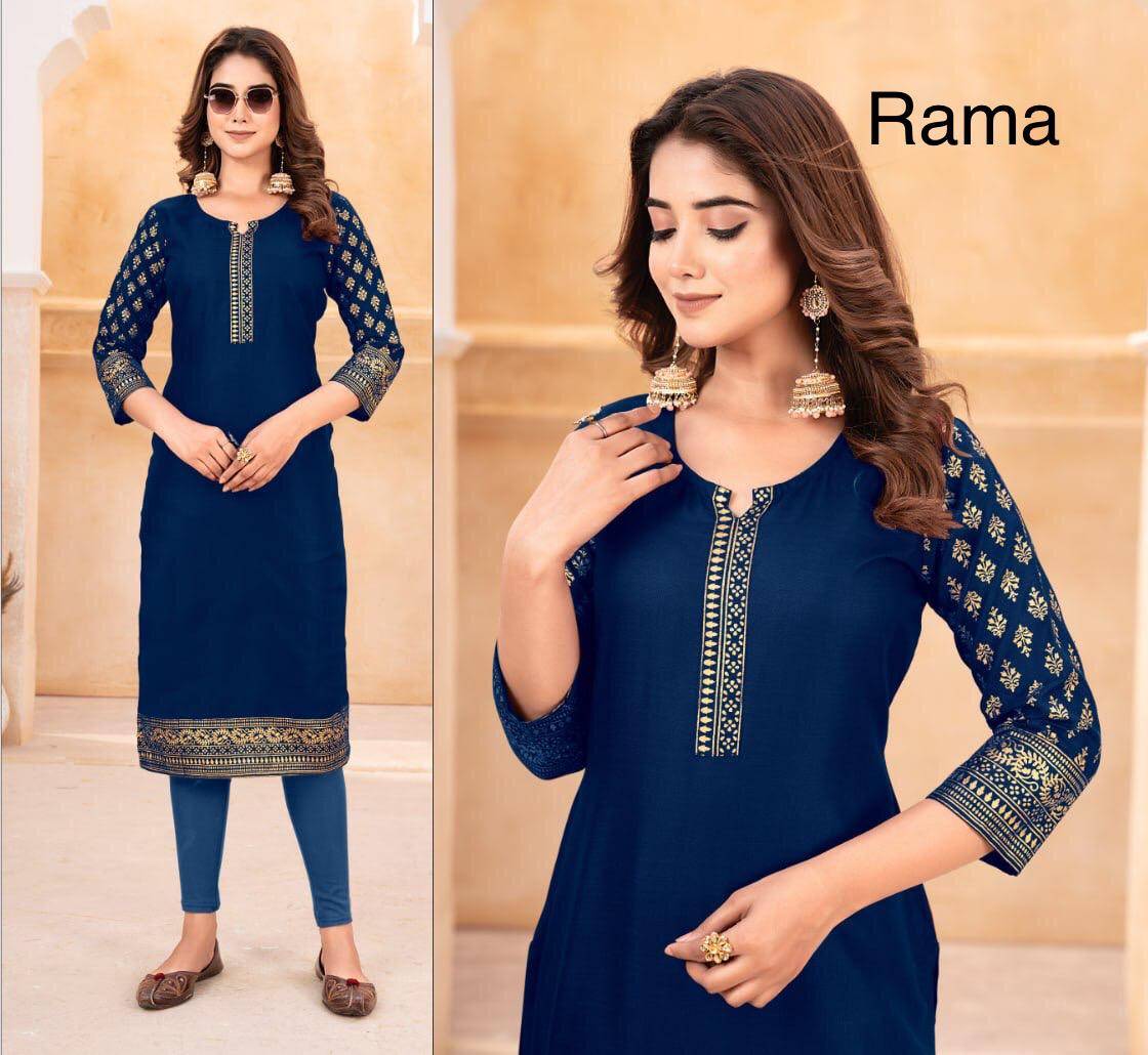 Kriti By Kaamiri 01 To 05 Series Designer Stylish Fancy Colorful Beautiful Party Wear & Ethnic Wear Collection Rubi Cotton Foil Print Kurtis At Wholesale Price