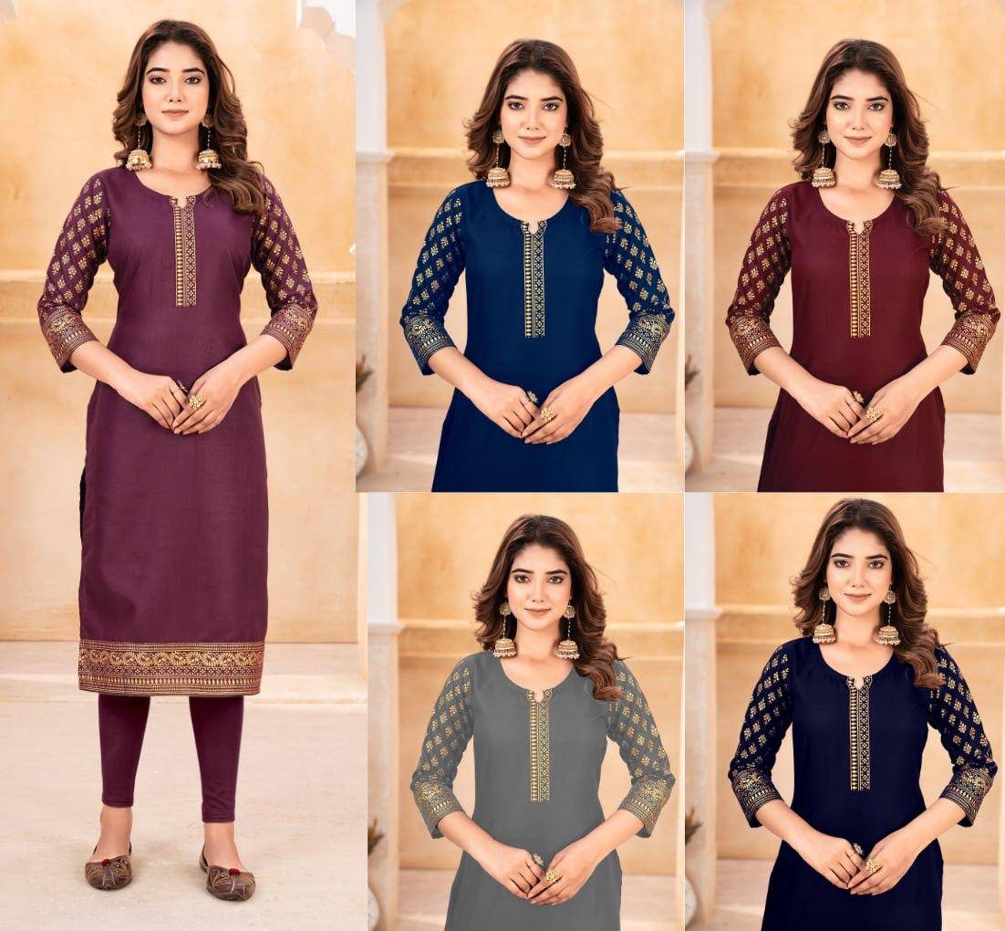 Kriti By Kaamiri 01 To 05 Series Designer Stylish Fancy Colorful Beautiful Party Wear & Ethnic Wear Collection Rubi Cotton Foil Print Kurtis At Wholesale Price