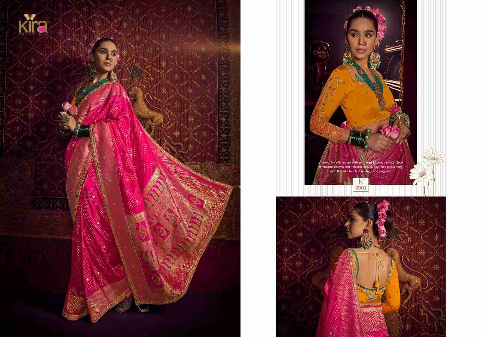 Kira By Kimayra K-6901 To K-6906 Series Indian Traditional Wear Collection Beautiful Stylish Fancy Colorful Party Wear & Occasional Wear Viscose Sarees At Wholesale Price