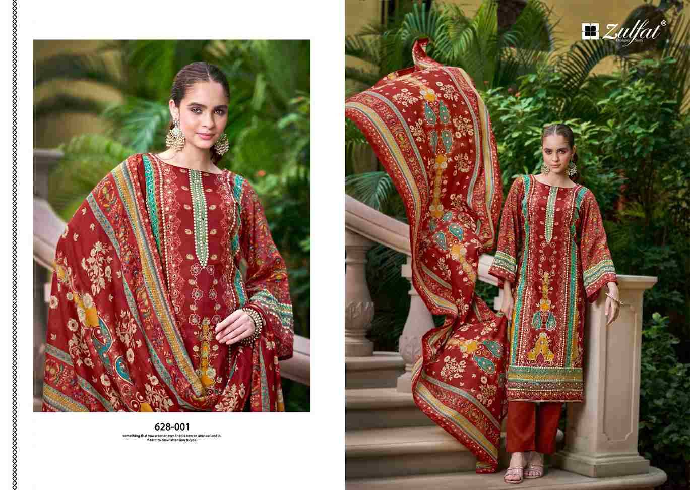 Shifaa By Zulfat 628-001 To 628-006 Series Beautiful Festive Suits Stylish Fancy Colorful Casual Wear & Ethnic Wear Pure Viscose Rayon Print Dresses At Wholesale Price