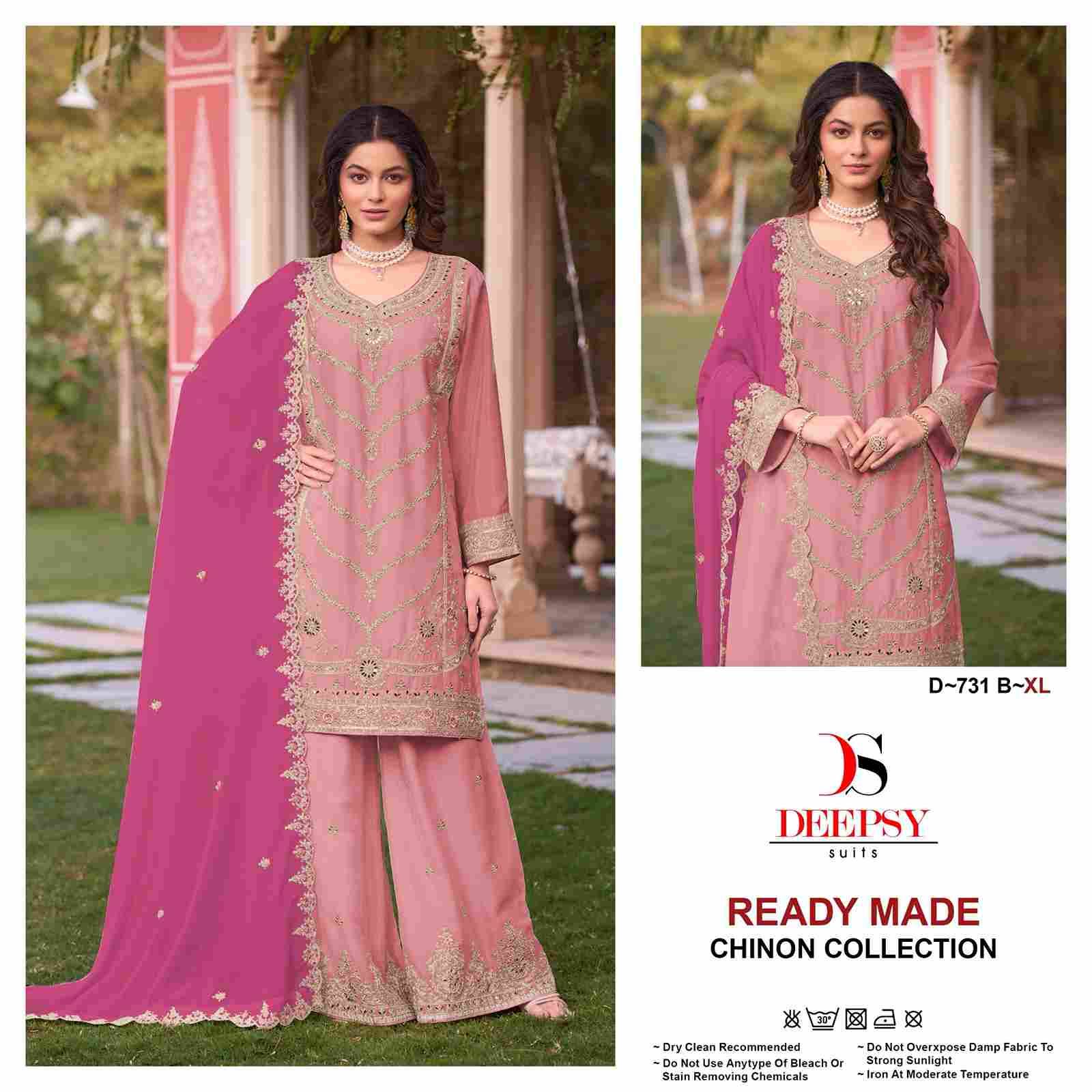 Deepsy Hit Design 731 Colours By Deepsy Suits 731-A To 731-D Series Beautiful Pakistani Suits Colorful Stylish Fancy Casual Wear & Ethnic Wear Pure Chinnon Embroidered Dresses At Wholesale Price