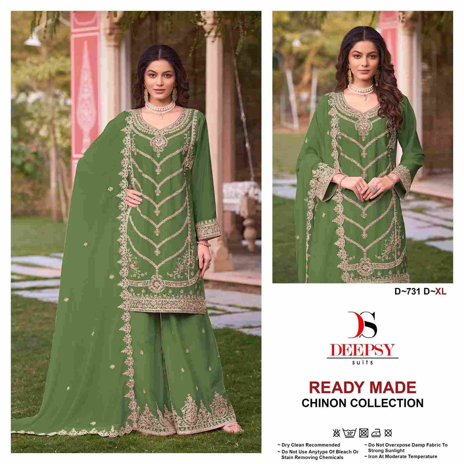 Deepsy Hit Design 731 Colours By Deepsy Suits 731-A To 731-D Series Beautiful Pakistani Suits Colorful Stylish Fancy Casual Wear & Ethnic Wear Pure Chinnon Embroidered Dresses At Wholesale Price