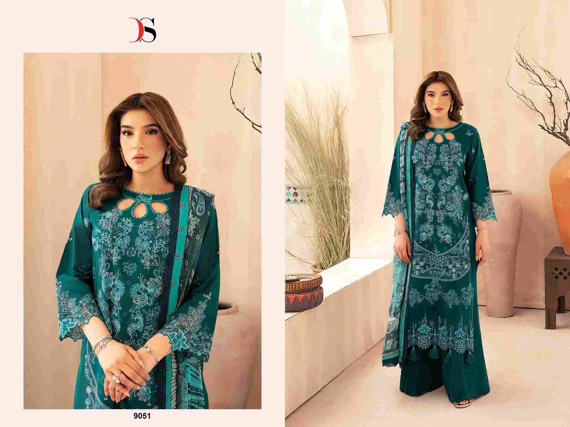 Ramsha Luxury Lawn By Deepsy Suits 9051 To 9056 Series Pakistani Stylish Beautiful Colourful Printed & Embroidered Party Wear & Occasional Wear Pure Cotton Dresses At Wholesale Price