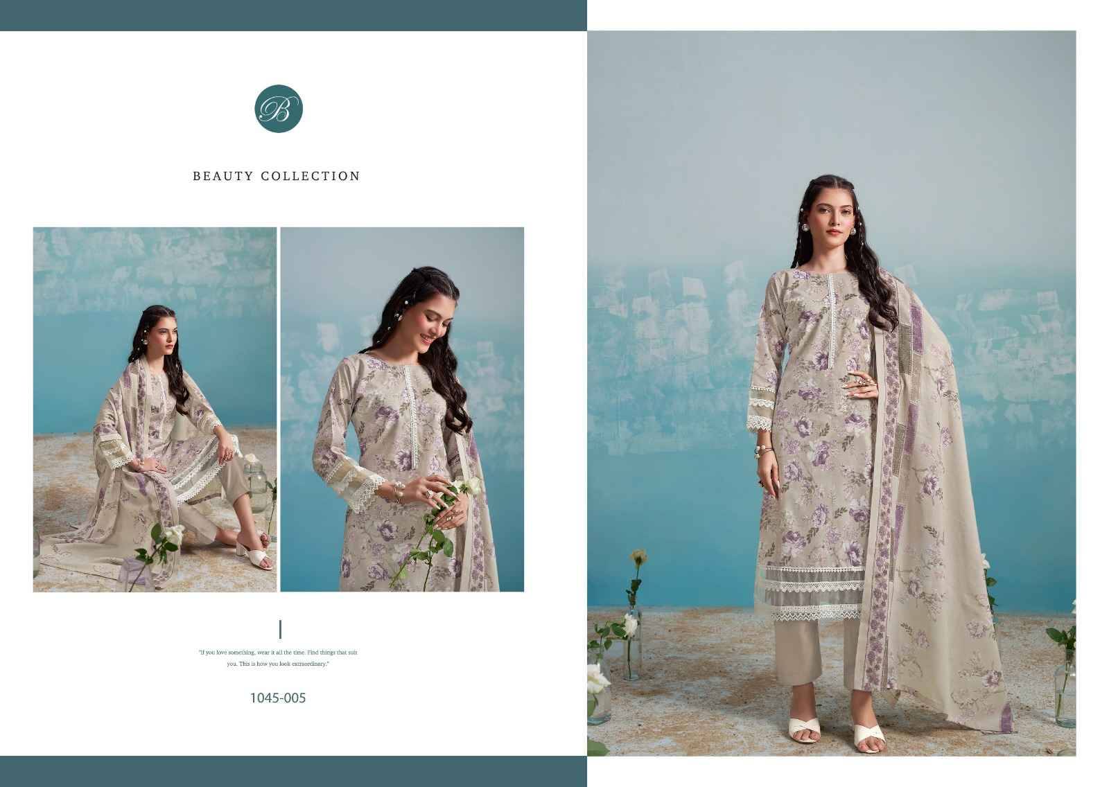 Flamingo By Belliza 1045-001 To 1045-006 Series Beautiful Suits Stylish Colorful Fancy Casual Wear & Ethnic Wear Pure Cotton Printed Dresses At Wholesale Price