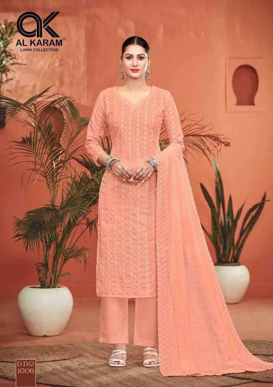 Guzarish By Al Karam Lawn Collection 1001 To 1008 Series Beautiful Pakistani Suits Stylish Fancy Colorful Casual Wear & Ethnic Wear Pure Cotton Print Dresses At Wholesale Price