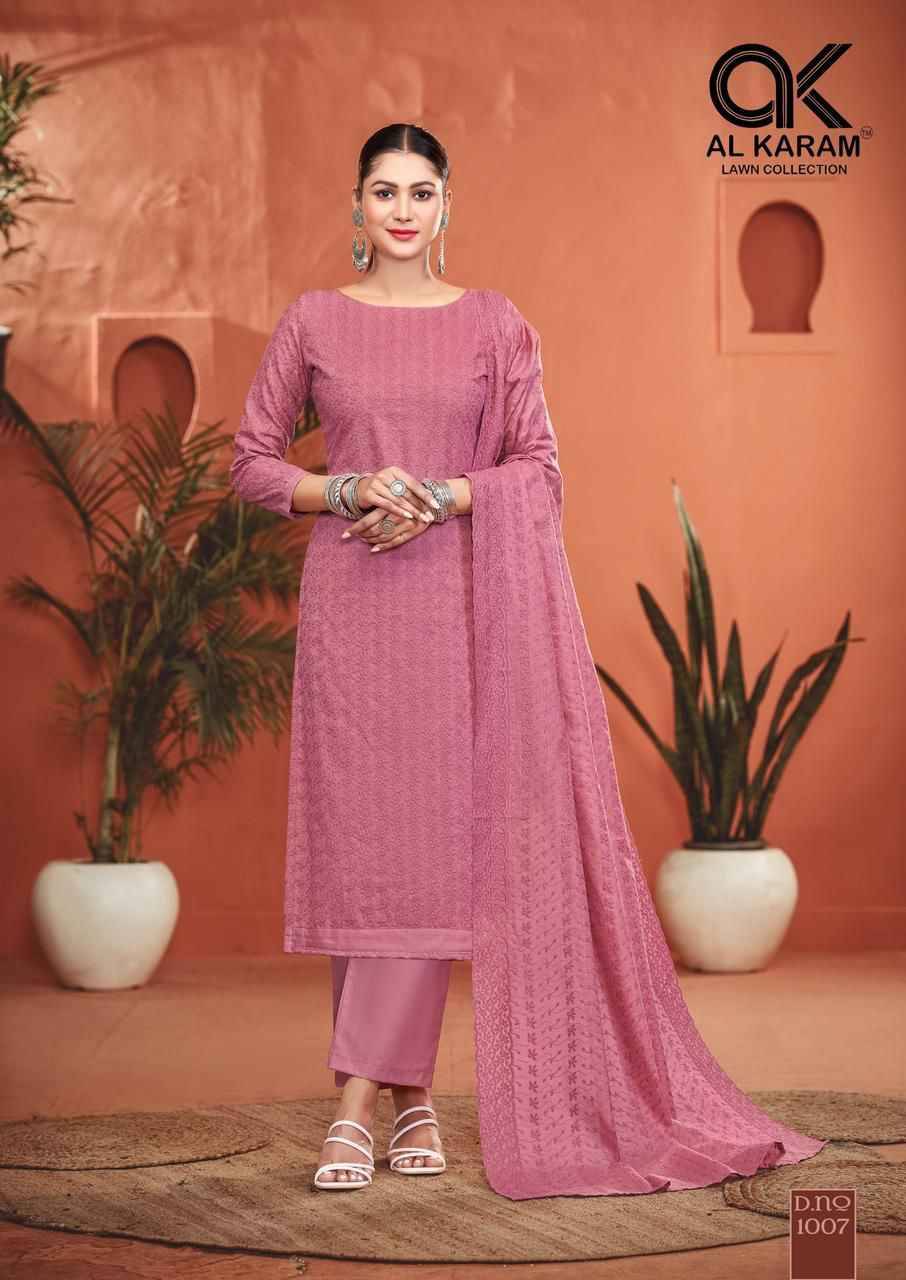 Guzarish By Al Karam Lawn Collection 1001 To 1008 Series Beautiful Pakistani Suits Stylish Fancy Colorful Casual Wear & Ethnic Wear Pure Cotton Print Dresses At Wholesale Price