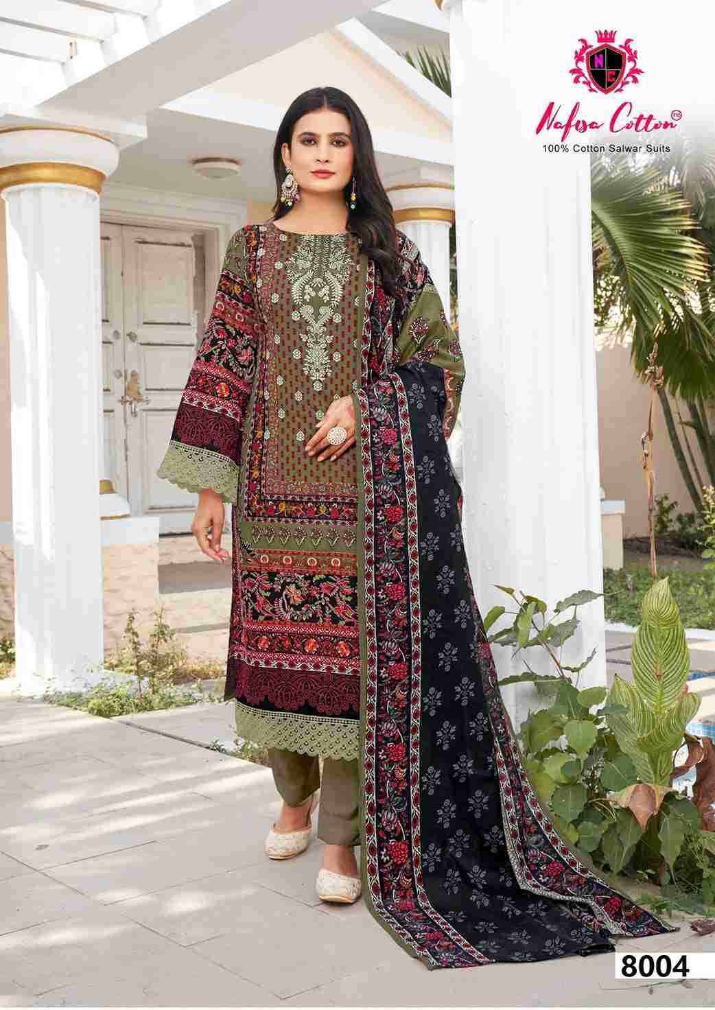 Esra Vol-8 By Nafisa Cotton 8001 To 8006 Series Beautiful Stylish Festive Suits Fancy Colorful Casual Wear & Ethnic Wear & Ready To Wear Pure Soft Cotton Dresses At Wholesale Price