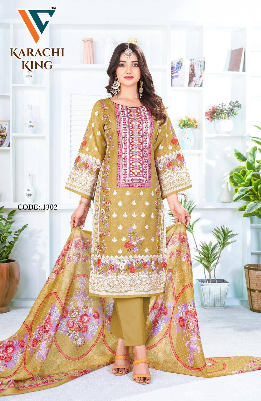 Karachi King Vol-13 By Vandana Creation 1301 To 1308 Series Beautiful Festive Suits Stylish Fancy Colorful Casual Wear & Ethnic Wear Cotton Print Dresses At Wholesale Price