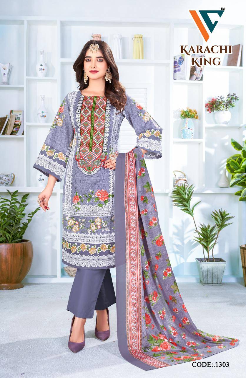 Karachi King Vol-13 By Vandana Creation 1301 To 1308 Series Beautiful Festive Suits Stylish Fancy Colorful Casual Wear & Ethnic Wear Cotton Print Dresses At Wholesale Price