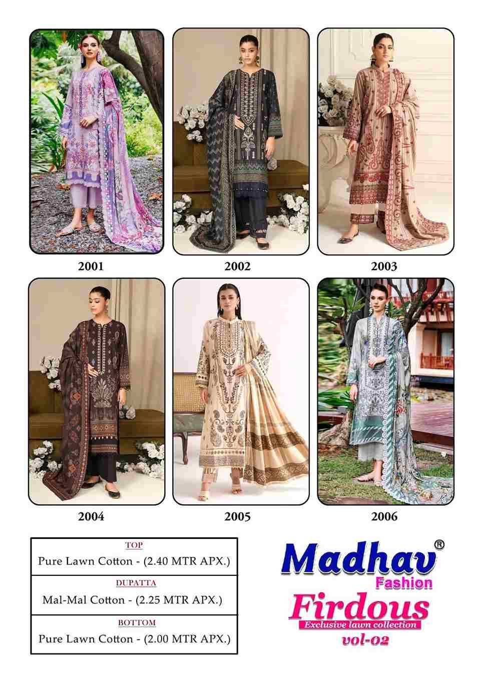 Firdous Vol-2 By Madhav Fashion 2001 To 2006 Series Beautiful Stylish Suits Fancy Colorful Casual Wear & Ethnic Wear & Ready To Wear Pure Lawn Cotton Dresses At Wholesale Price