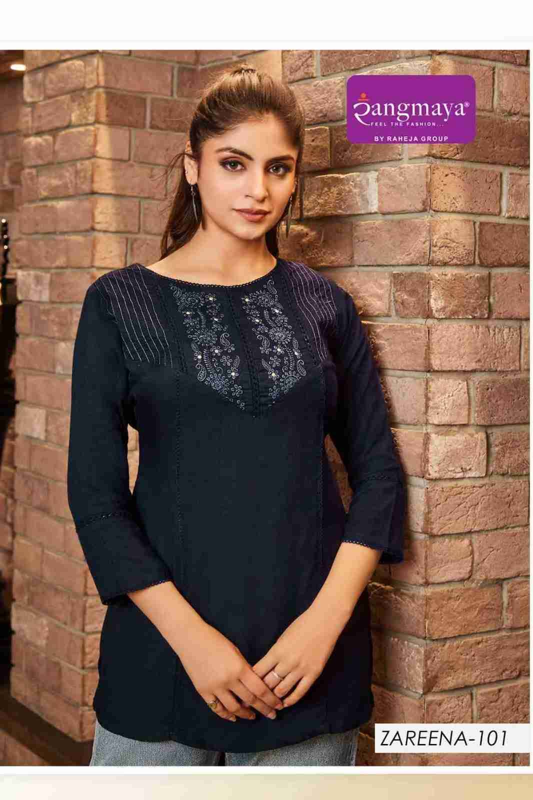 Zareena By Rangmaya 101 To 108 Series Designer Stylish Fancy Colorful Beautiful Party Wear & Ethnic Wear Collection Rayon Tops At Wholesale Price