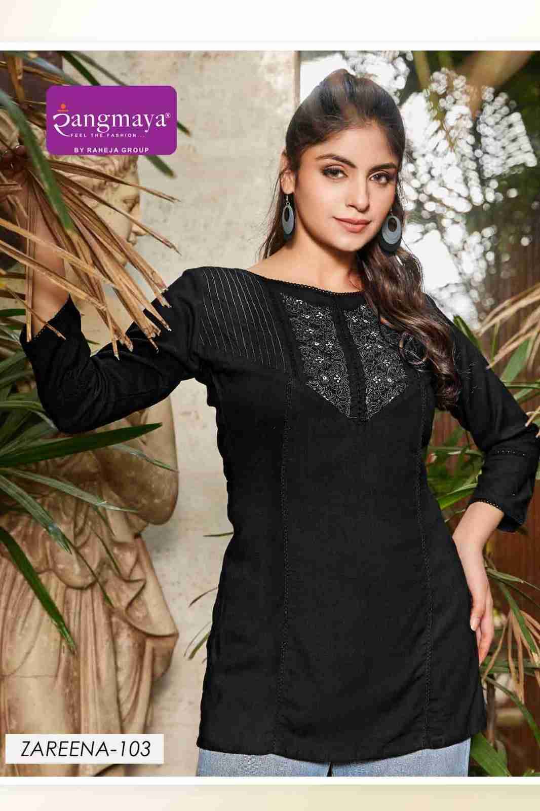 Zareena By Rangmaya 101 To 108 Series Designer Stylish Fancy Colorful Beautiful Party Wear & Ethnic Wear Collection Rayon Tops At Wholesale Price