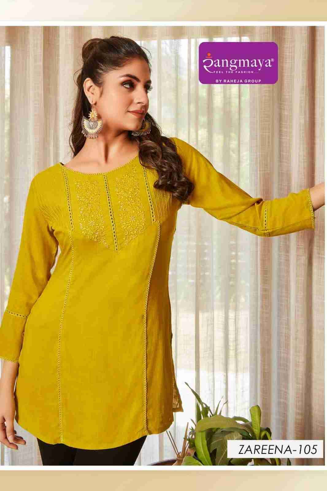 Zareena By Rangmaya 101 To 108 Series Designer Stylish Fancy Colorful Beautiful Party Wear & Ethnic Wear Collection Rayon Tops At Wholesale Price