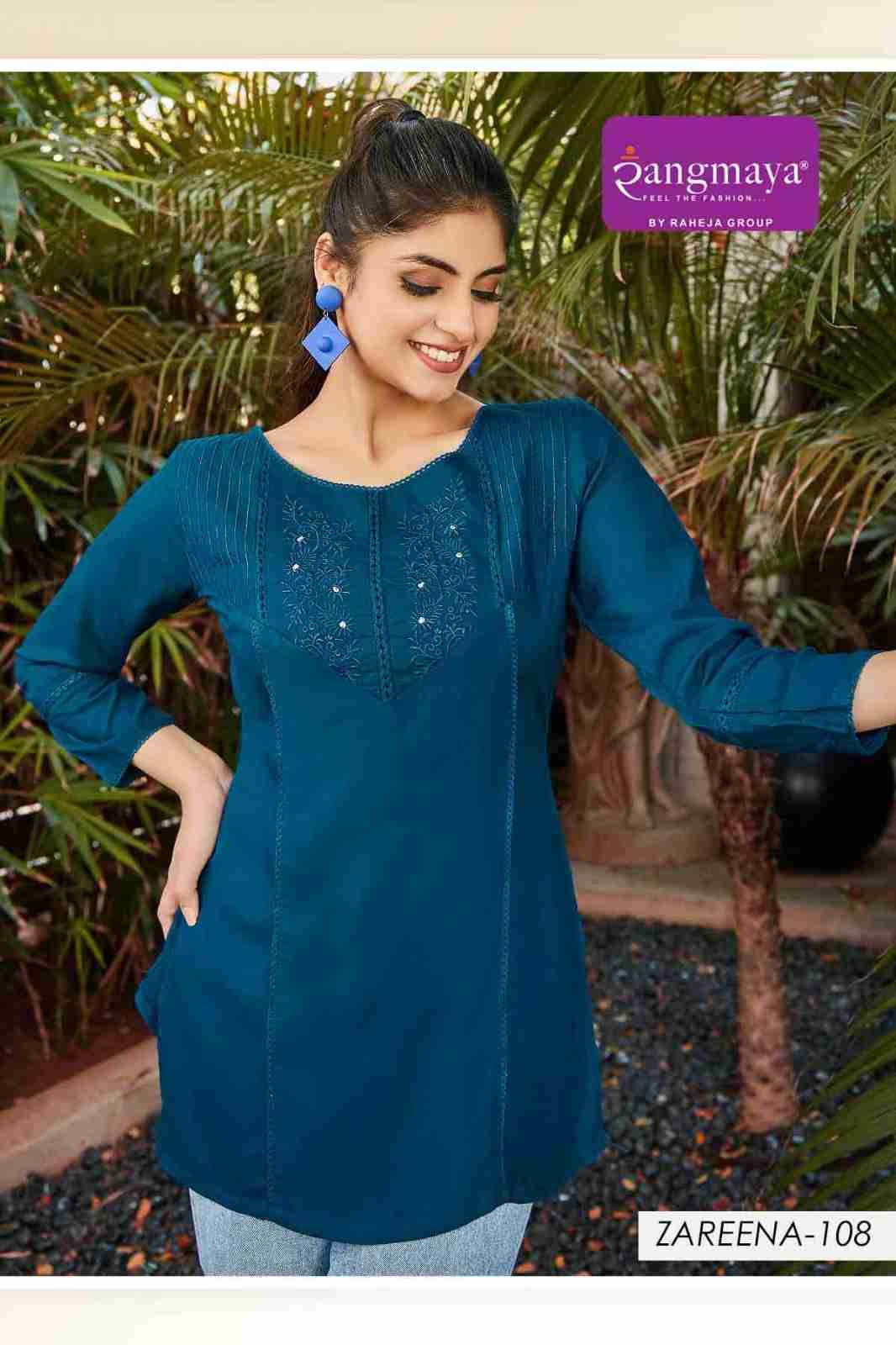 Zareena By Rangmaya 101 To 108 Series Designer Stylish Fancy Colorful Beautiful Party Wear & Ethnic Wear Collection Rayon Tops At Wholesale Price