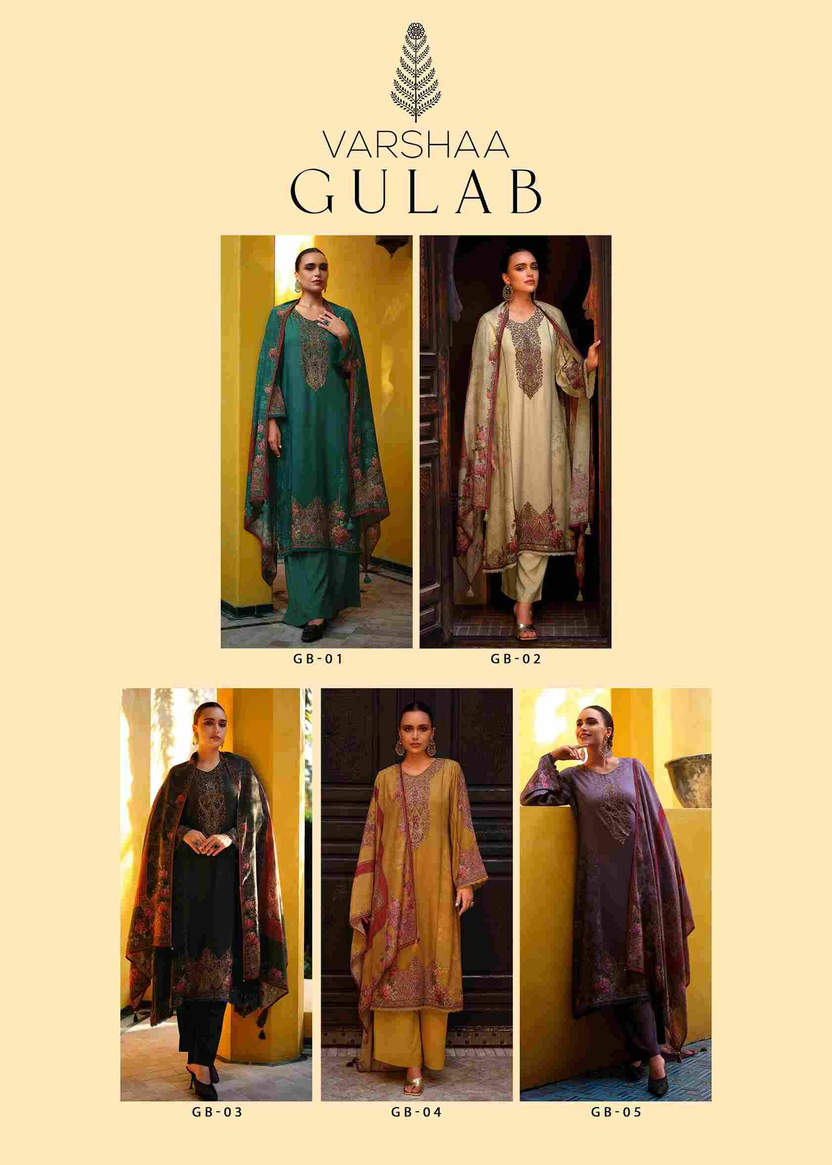 Gulab By Varshaa 01 To 05 Series Beautiful Festive Suits Colorful Stylish Fancy Casual Wear & Ethnic Wear Viscose Muslin Dresses At Wholesale Price