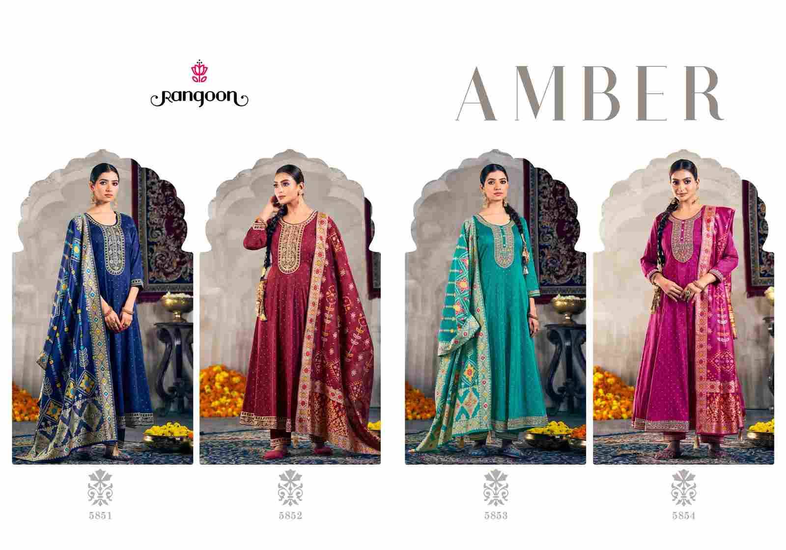 Amber By Rangoon 5851 To 5854 Series Beautiful Stylish Festive Suits Fancy Colorful Casual Wear & Ethnic Wear & Ready To Wear Jacquard Dresses At Wholesale Price