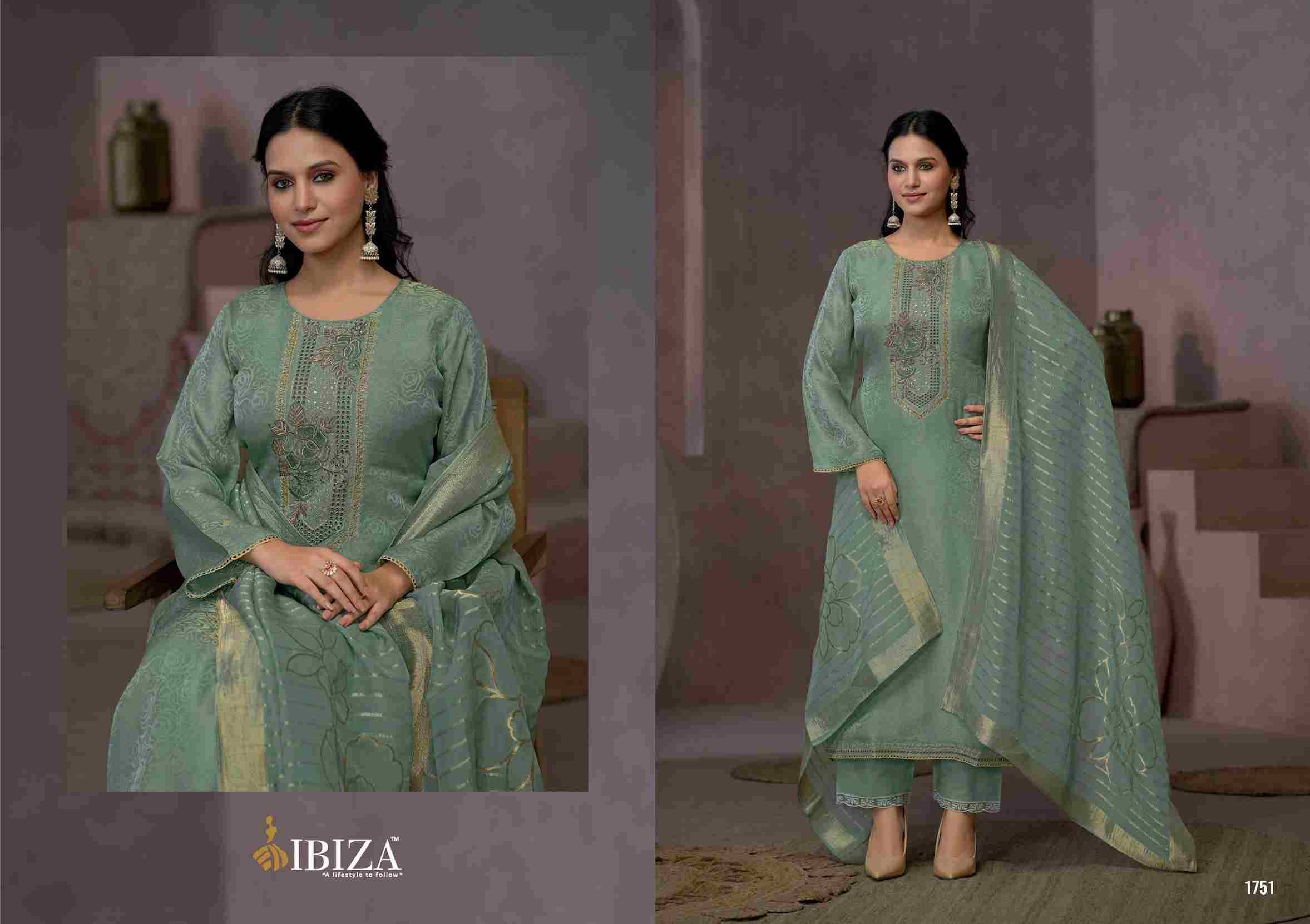 Signature by Ibiza 1751 To 1754 Series Beautiful Stylish Festive Suits Fancy Colorful Casual Wear & Ethnic Wear & Ready To Wear Pure Satin Silk Jacquard Dresses At Wholesale Price