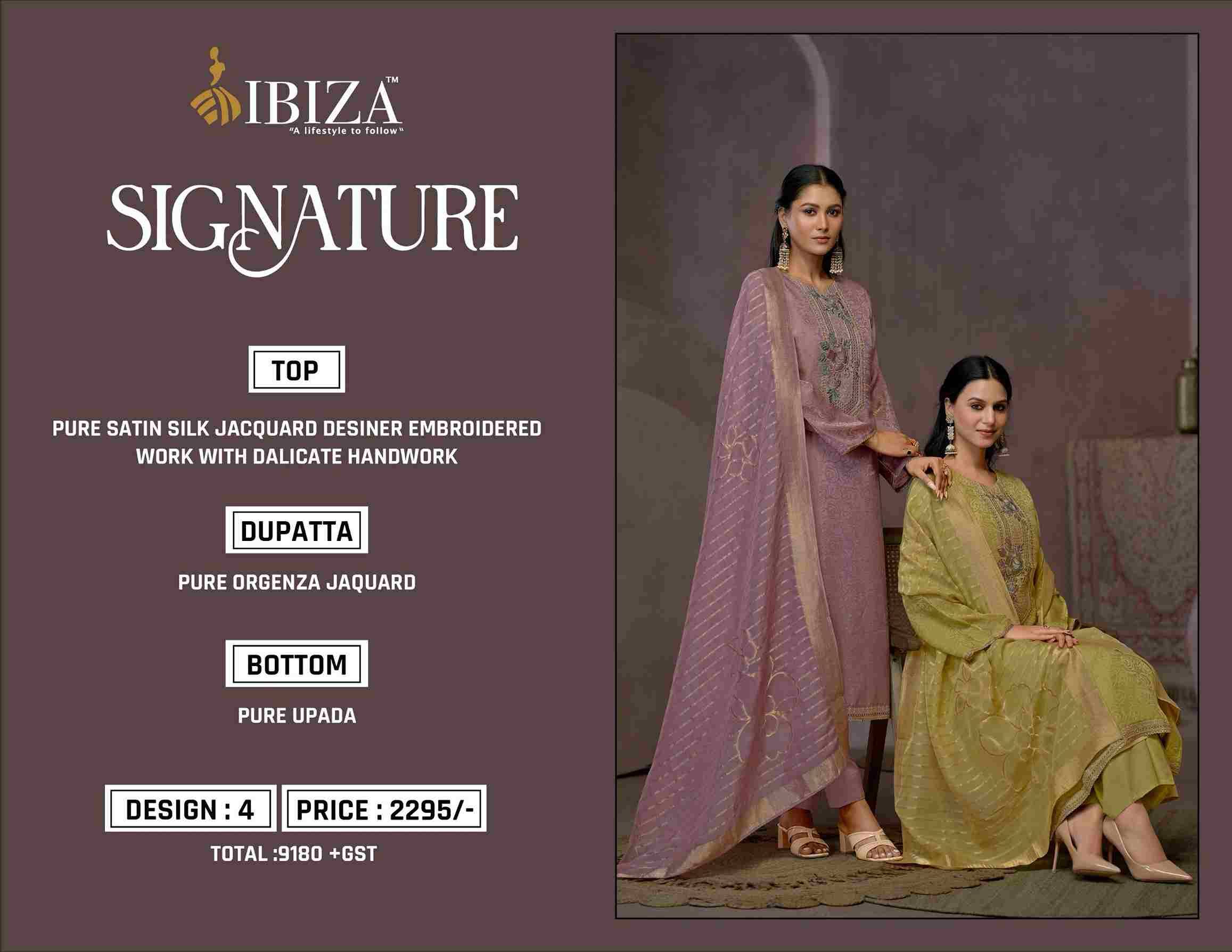 Signature by Ibiza 1751 To 1754 Series Beautiful Stylish Festive Suits Fancy Colorful Casual Wear & Ethnic Wear & Ready To Wear Pure Satin Silk Jacquard Dresses At Wholesale Price