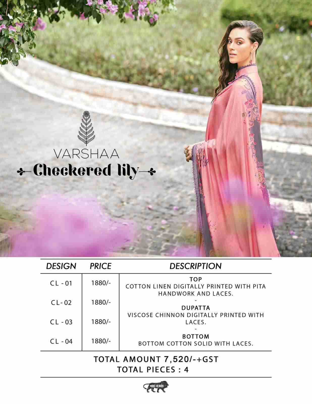 Checkered Lily By Varshaa 01 To 04 Series Beautiful Festive Suits Colorful Stylish Fancy Casual Wear & Ethnic Wear Cotton Linen Dresses At Wholesale Price