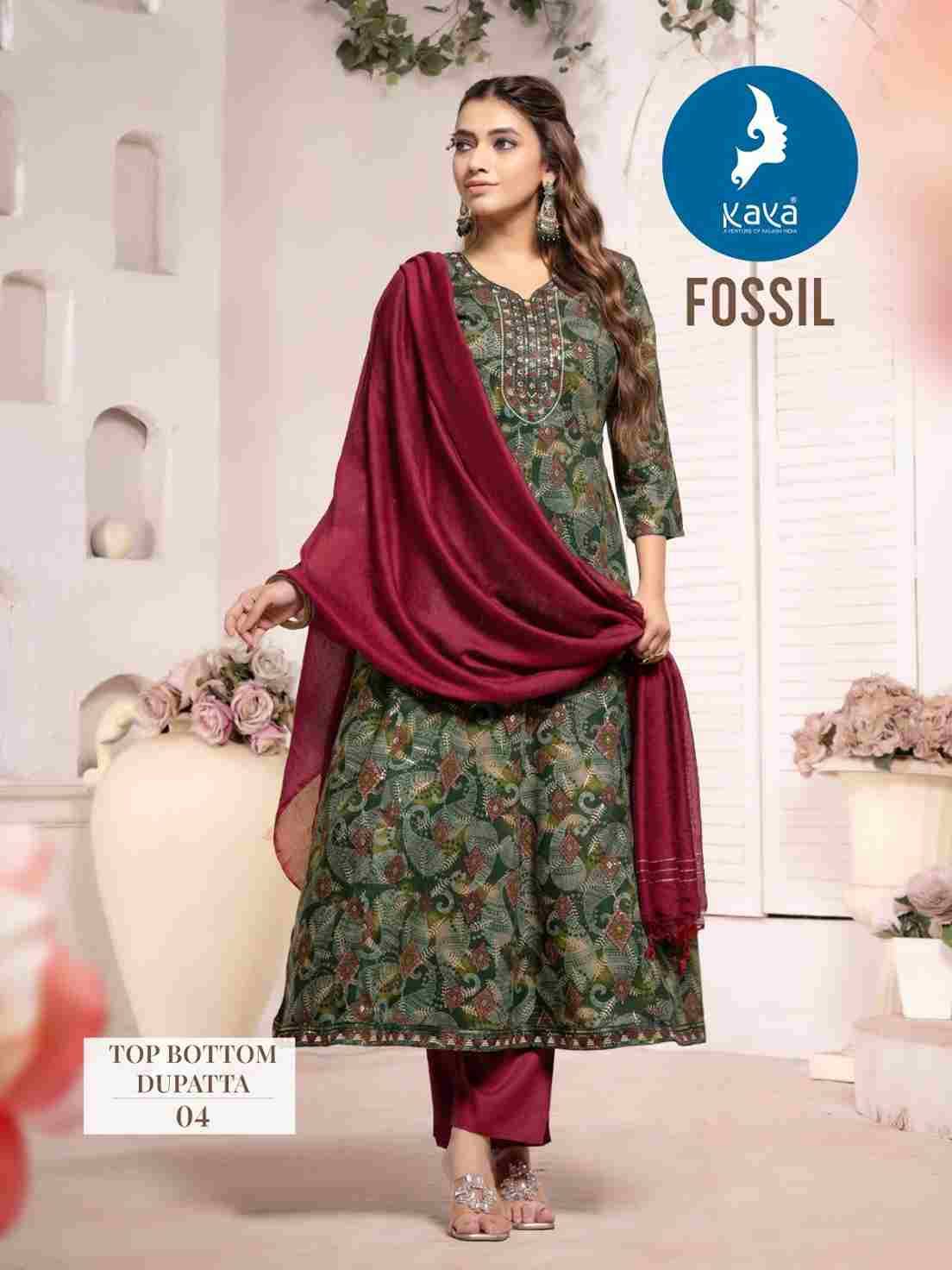 Fossil By Kaya 01 To 08 Series Festive Suits Collection Beautiful Stylish Fancy Colorful Party Wear & Occasional Wear Rayon Print Dresses At Wholesale Price