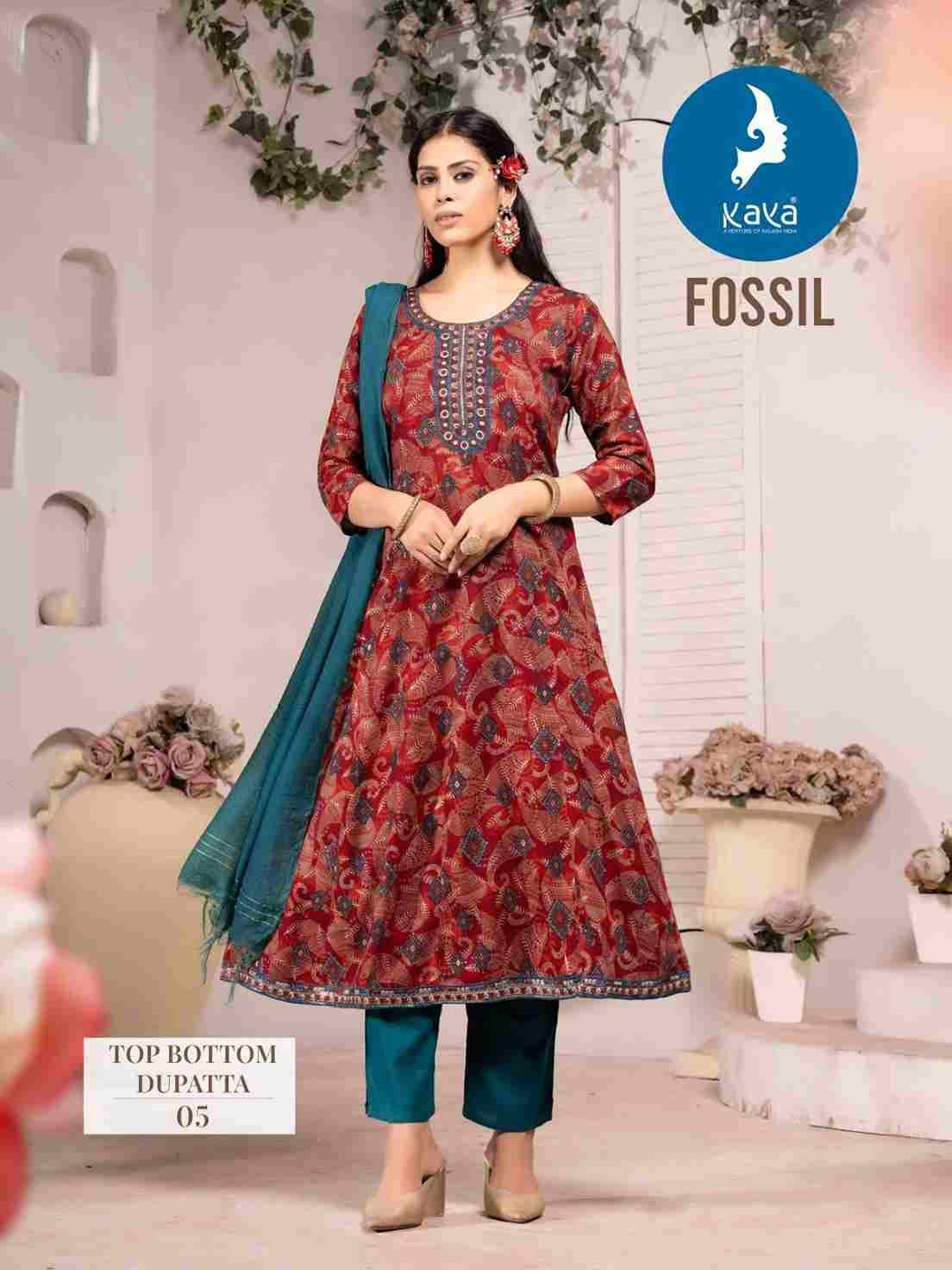 Fossil By Kaya 01 To 08 Series Festive Suits Collection Beautiful Stylish Fancy Colorful Party Wear & Occasional Wear Rayon Print Dresses At Wholesale Price