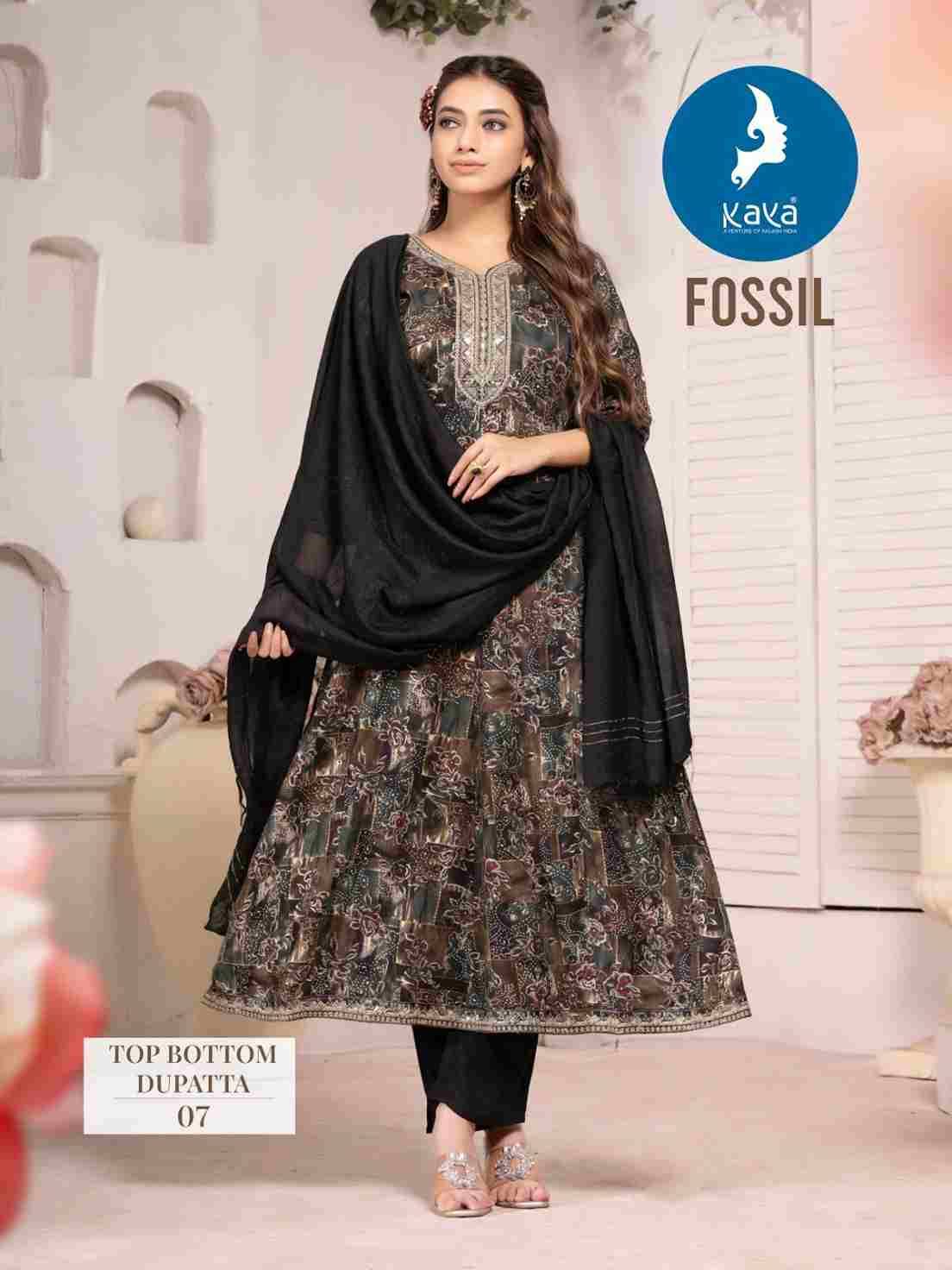 Fossil By Kaya 01 To 08 Series Festive Suits Collection Beautiful Stylish Fancy Colorful Party Wear & Occasional Wear Rayon Print Dresses At Wholesale Price