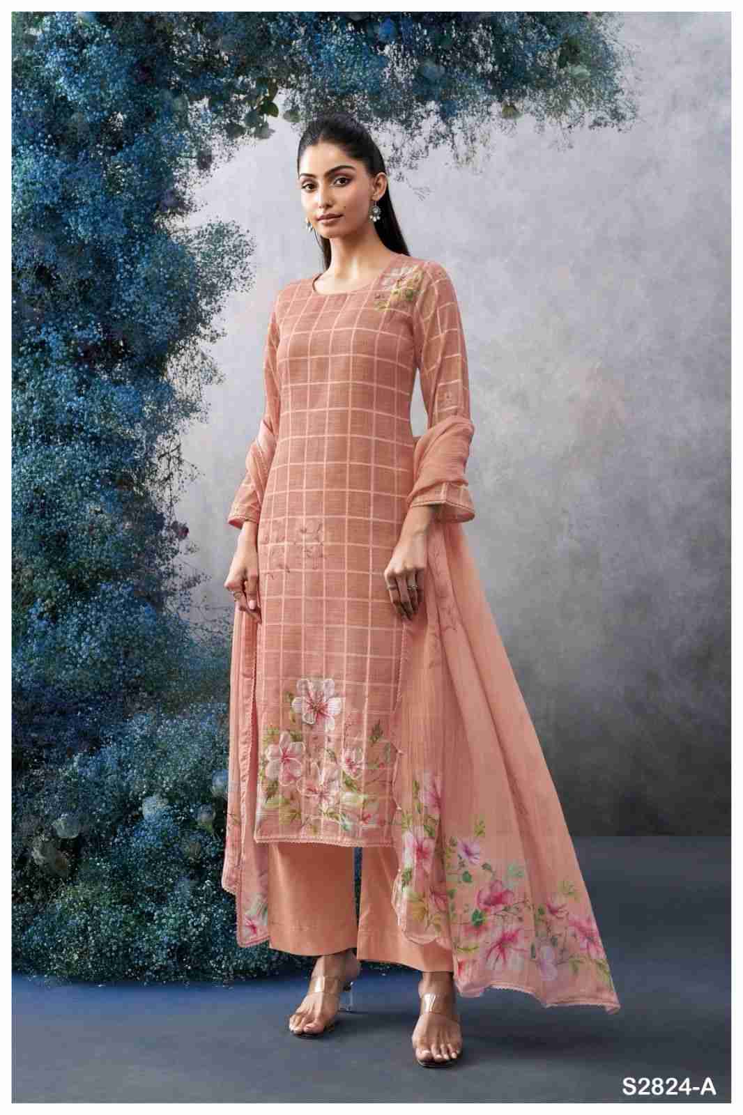 Liezel 2824 By Ganga Fashion 2824-A To 2824-D Series Beautiful Festive Suits Colorful Stylish Fancy Casual Wear & Ethnic Wear Premium Women Linen Jacquad Print Dresses At Wholesale Price