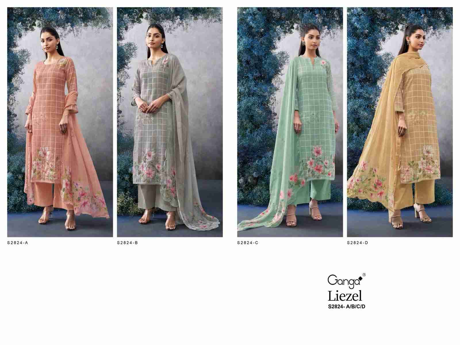 Liezel 2824 By Ganga Fashion 2824-A To 2824-D Series Beautiful Festive Suits Colorful Stylish Fancy Casual Wear & Ethnic Wear Premium Women Linen Jacquad Print Dresses At Wholesale Price