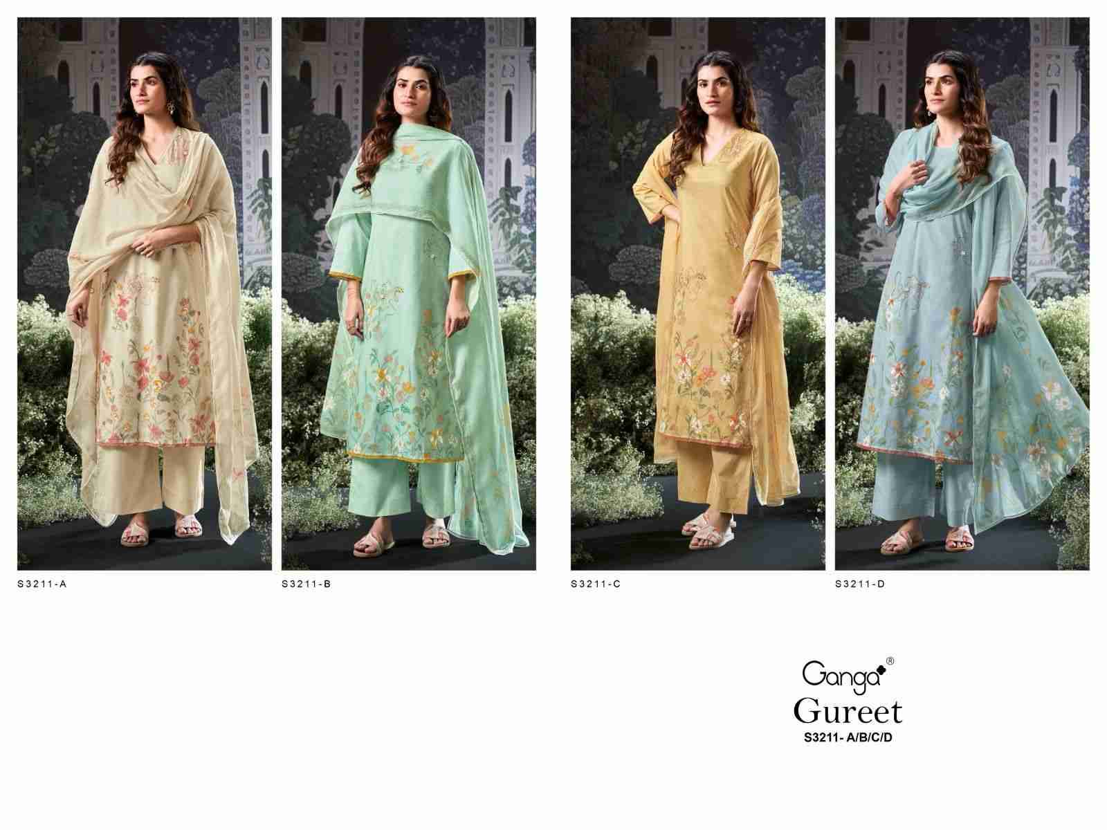 Gureet 3211 By Ganga Fashion 3211-A To 3211-D Series Beautiful Festive Suits Colorful Stylish Fancy Casual Wear & Ethnic Wear Premium Cottton Printed Dresses At Wholesale Price