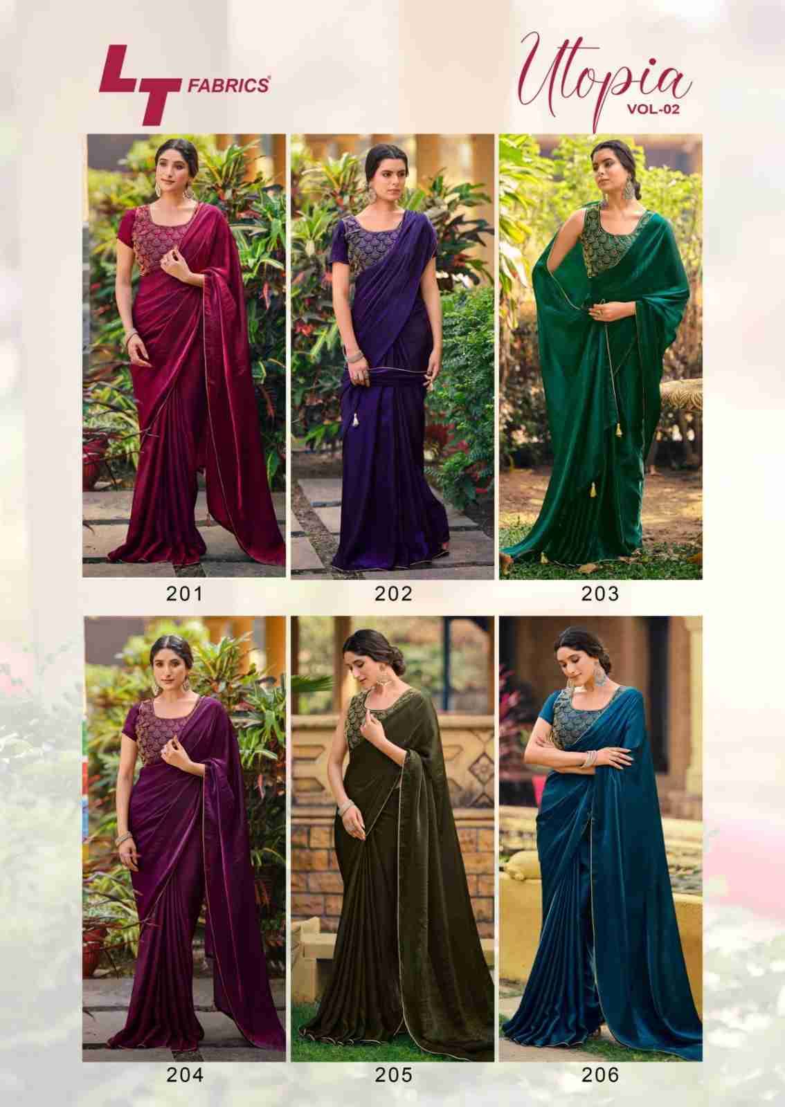 Utopia Vol-2 By Lt Fabrics 201 To 206 Series Indian Traditional Wear Collection Beautiful Stylish Fancy Colorful Party Wear & Occasional Wear Nc Malai Silk Sarees At Wholesale Price