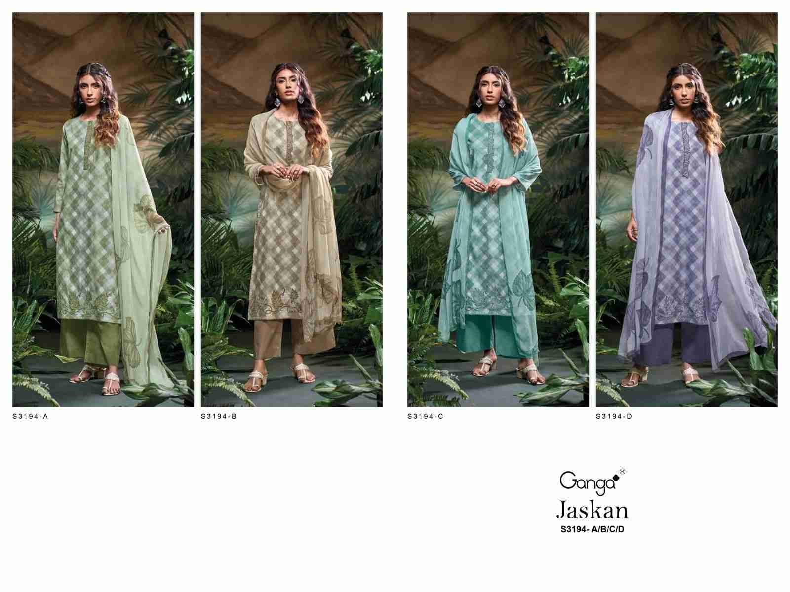 Jaskan 3194 By Ganga Fashion 3194-A To 3194-D Series Beautiful Festive Suits Colorful Stylish Fancy Casual Wear & Ethnic Wear Premium Cotton Printed Dresses At Wholesale Price