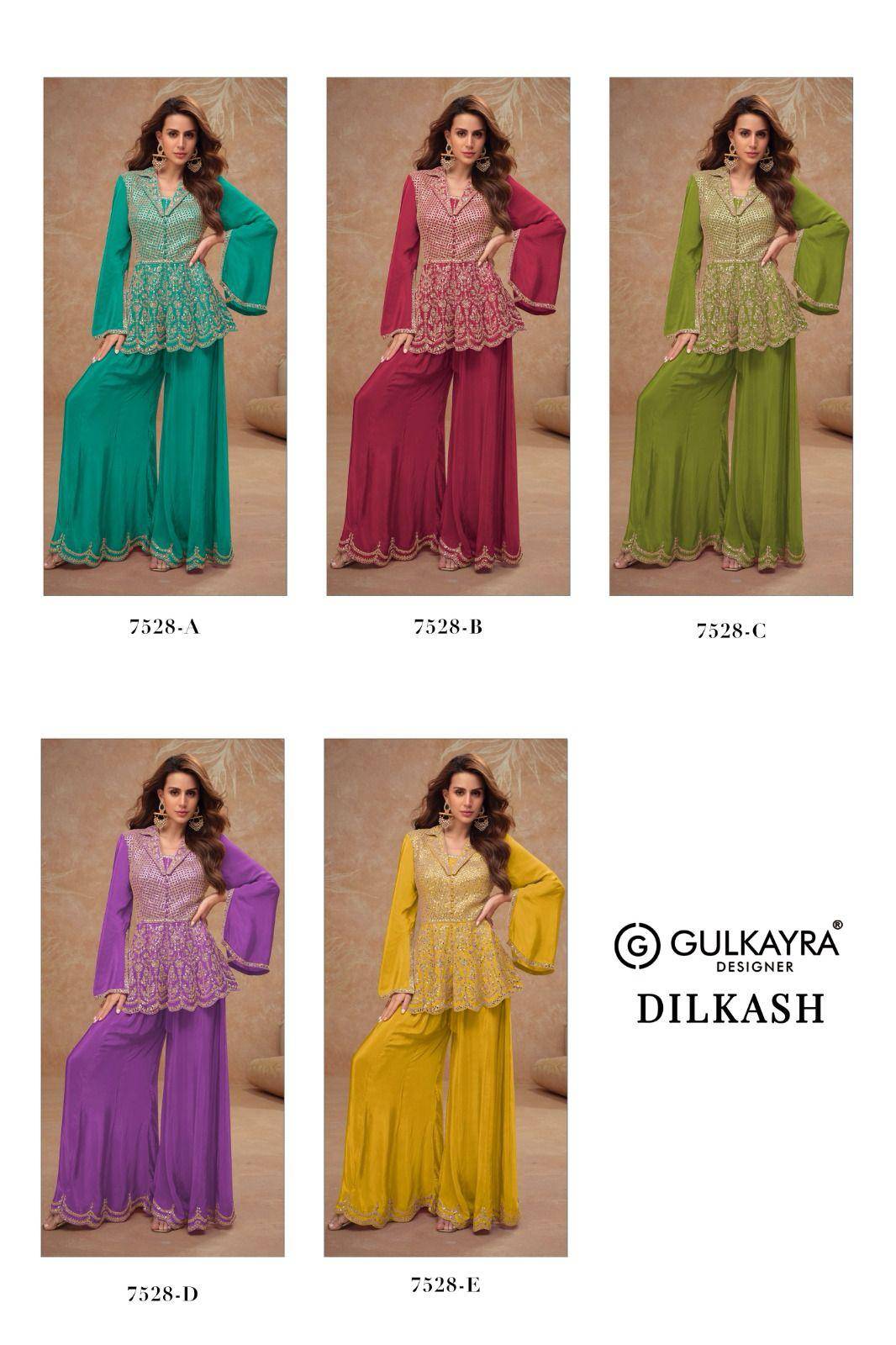 DIlkash By Gulkayra Designer 7528-A To 7528-E Series Designer Festive Stylish Fancy Colorful Beautiful Party Wear & Ethnic Wear Collection Real Chinnon Dresses At Wholesale Price