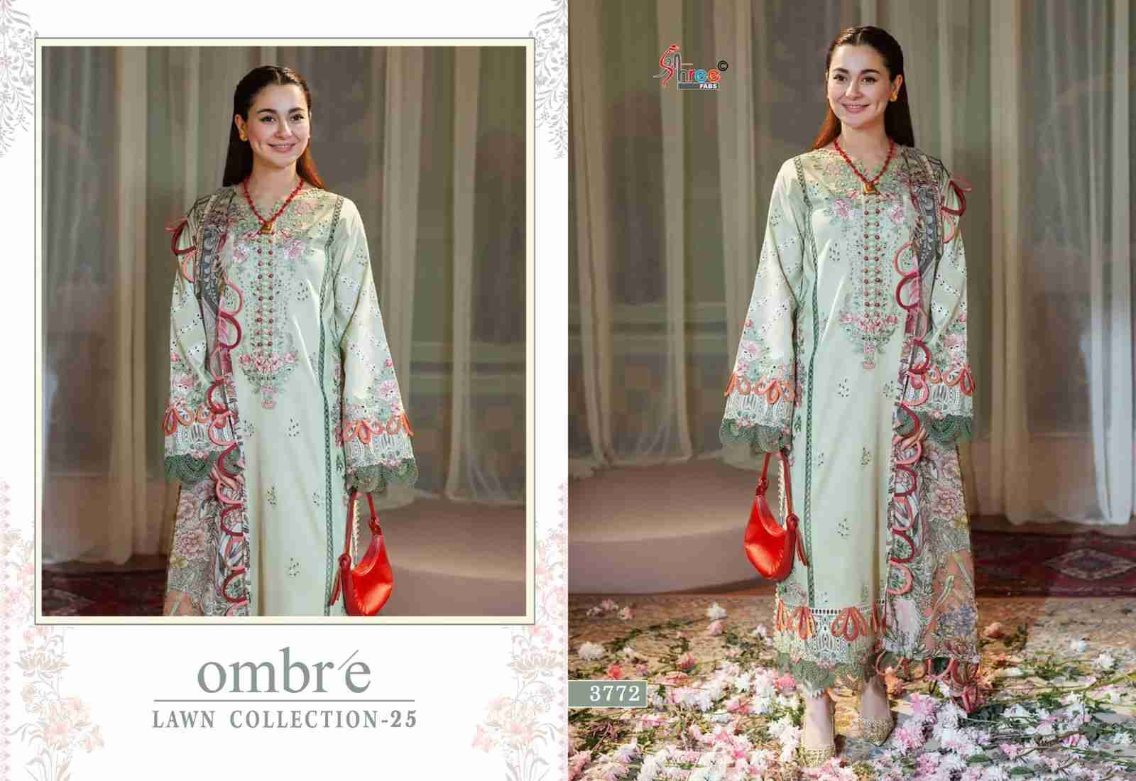 Ombre Lawn Collection-25 By Shree Fabs 3771 To 3776 Series Beautiful Pakistani Suits Stylish Fancy Colorful Party Wear & Occasional Wear Pure Cotton Embroidery Dresses At Wholesale Price