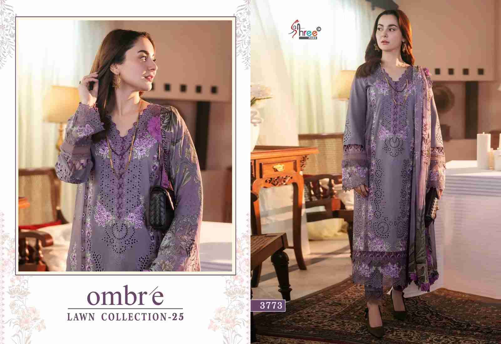 Ombre Lawn Collection-25 By Shree Fabs 3771 To 3776 Series Beautiful Pakistani Suits Stylish Fancy Colorful Party Wear & Occasional Wear Pure Cotton Embroidery Dresses At Wholesale Price