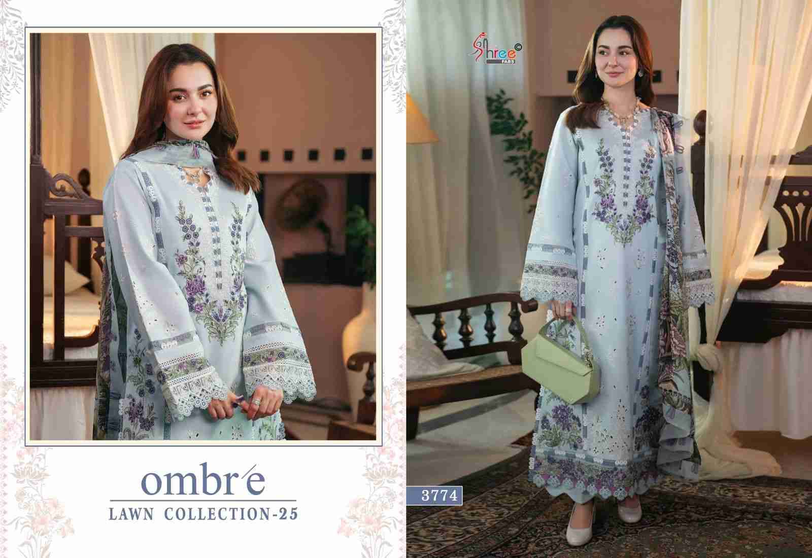 Ombre Lawn Collection-25 By Shree Fabs 3771 To 3776 Series Beautiful Pakistani Suits Stylish Fancy Colorful Party Wear & Occasional Wear Pure Cotton Embroidery Dresses At Wholesale Price