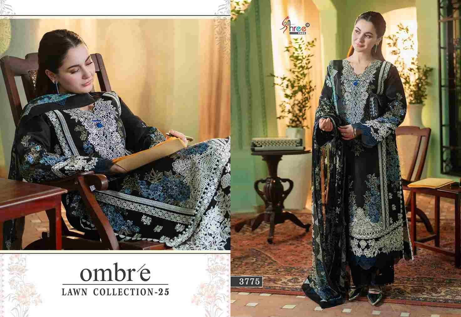 Ombre Lawn Collection-25 By Shree Fabs 3771 To 3776 Series Beautiful Pakistani Suits Stylish Fancy Colorful Party Wear & Occasional Wear Pure Cotton Embroidery Dresses At Wholesale Price