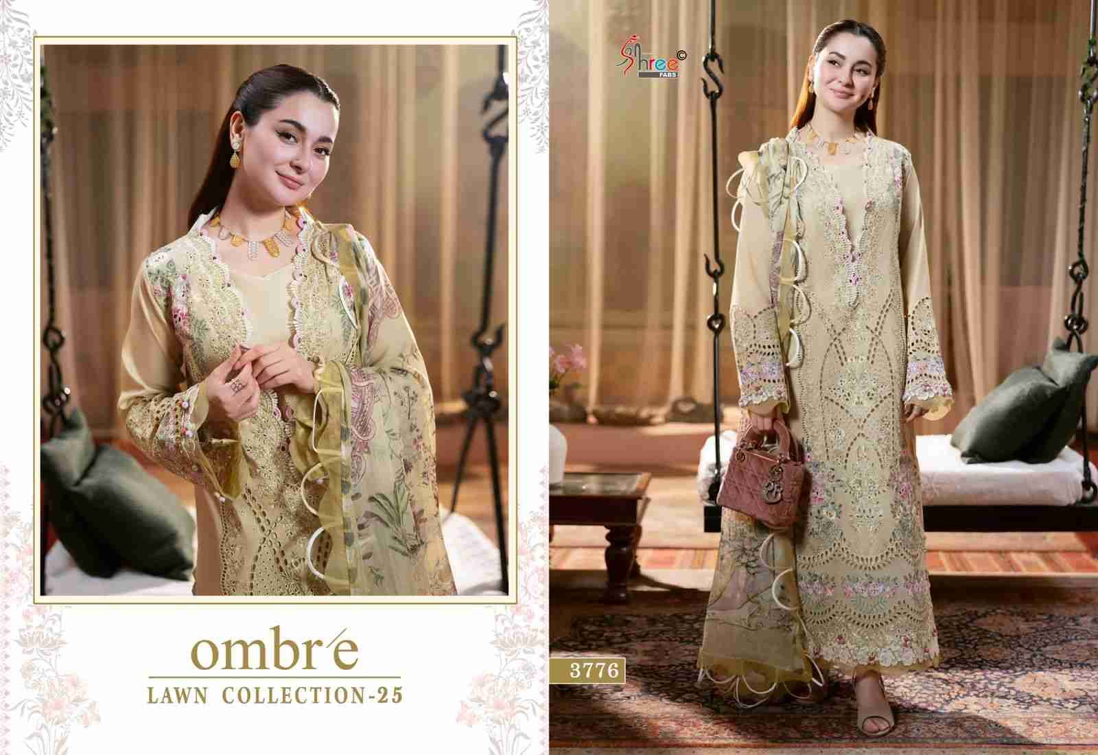 Ombre Lawn Collection-25 By Shree Fabs 3771 To 3776 Series Beautiful Pakistani Suits Stylish Fancy Colorful Party Wear & Occasional Wear Pure Cotton Embroidery Dresses At Wholesale Price