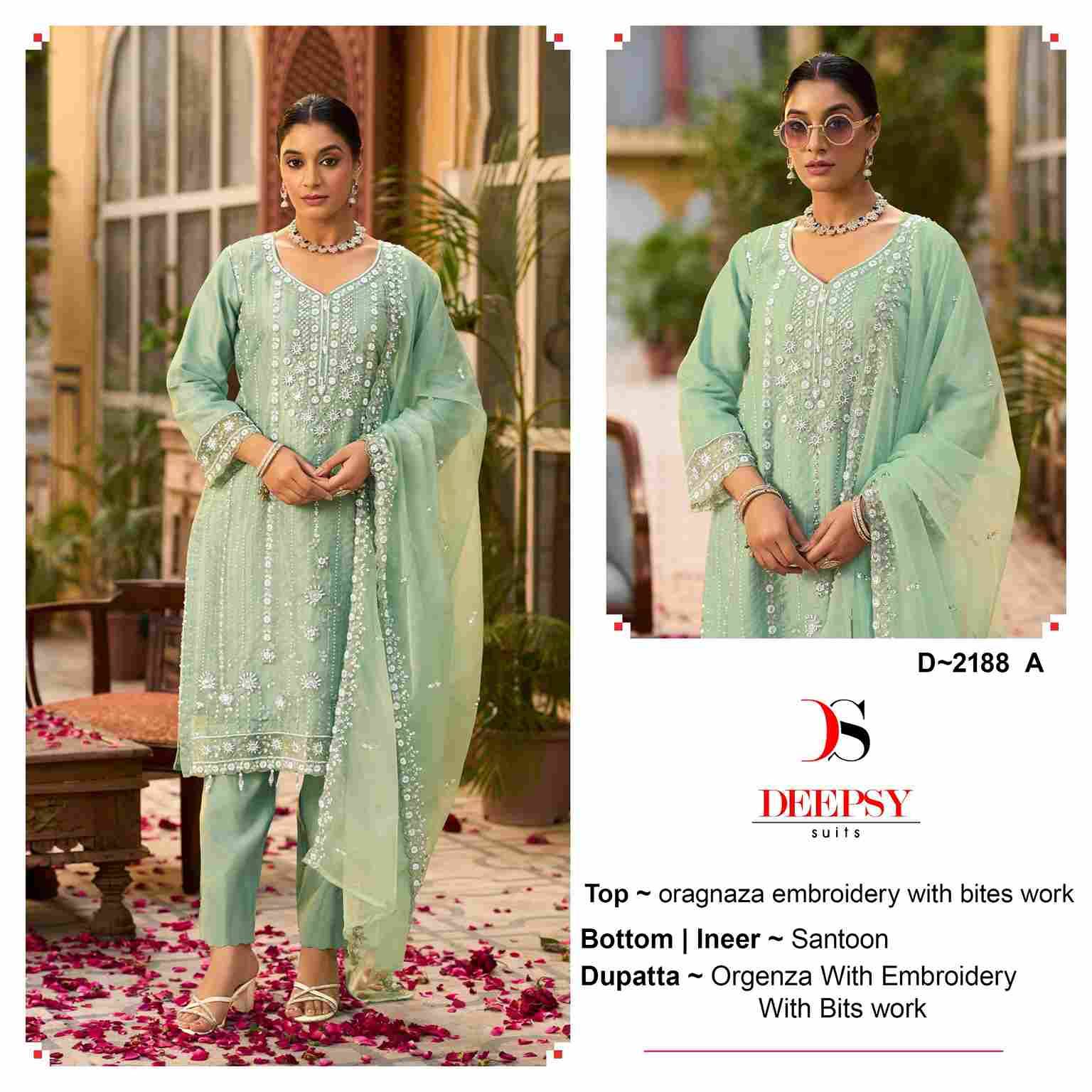 Deepsy Hit Design D-2188 Colours By Deepsy Suits D-2188-A To D-2188-D Series Beautiful Pakistani Suits Colorful Stylish Fancy Casual Wear & Ethnic Wear Organza Embroidered Dresses At Wholesale Price