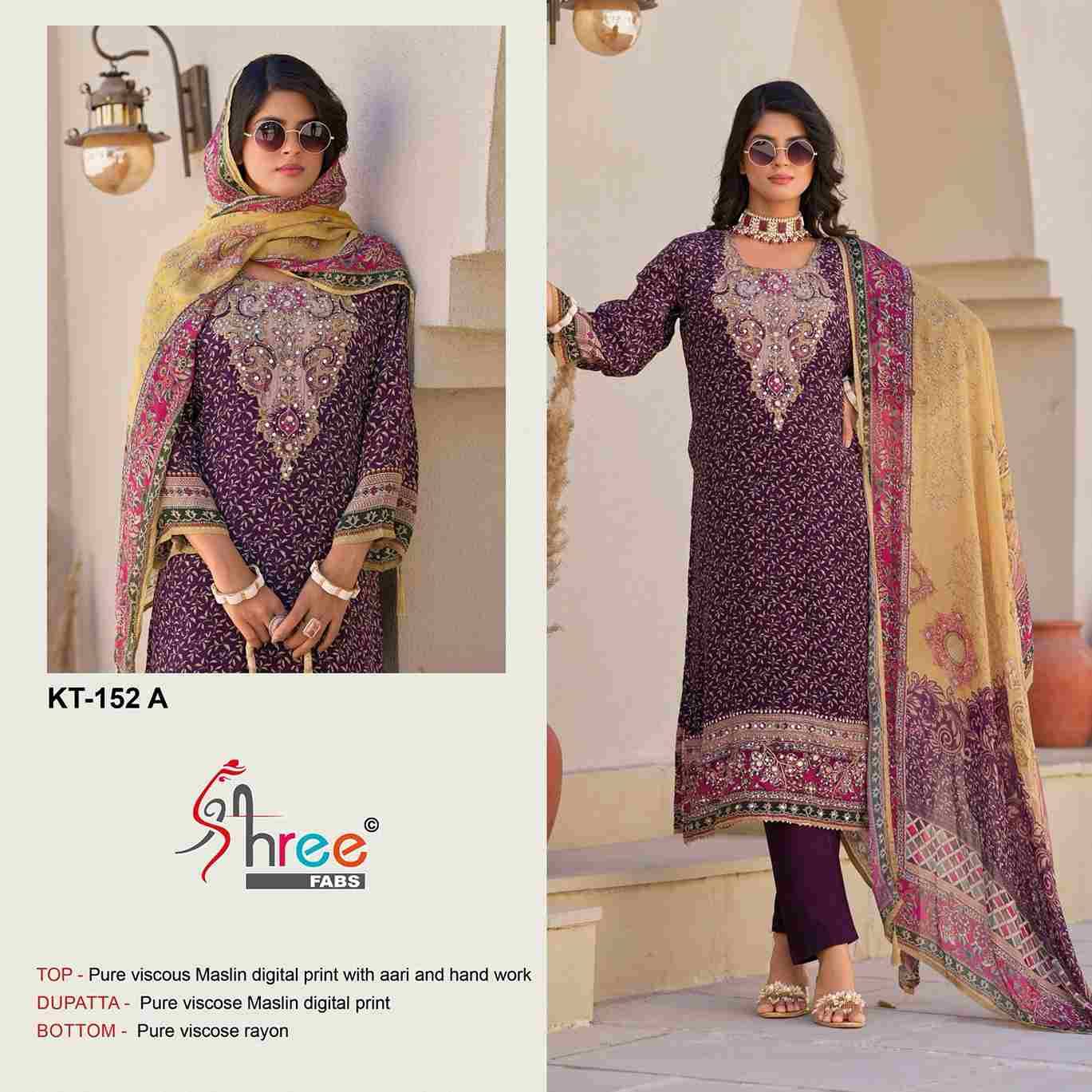 Shree Fabs Hit Design KT-152 Colours By Shree Fabs KT-152-A To KT-152-D Series Designer Pakistani Suits Beautiful Fancy Stylish Colorful Party Wear & Occasional Wear Pure Viscose Muslin Embroidery Dresses At Wholesale Price