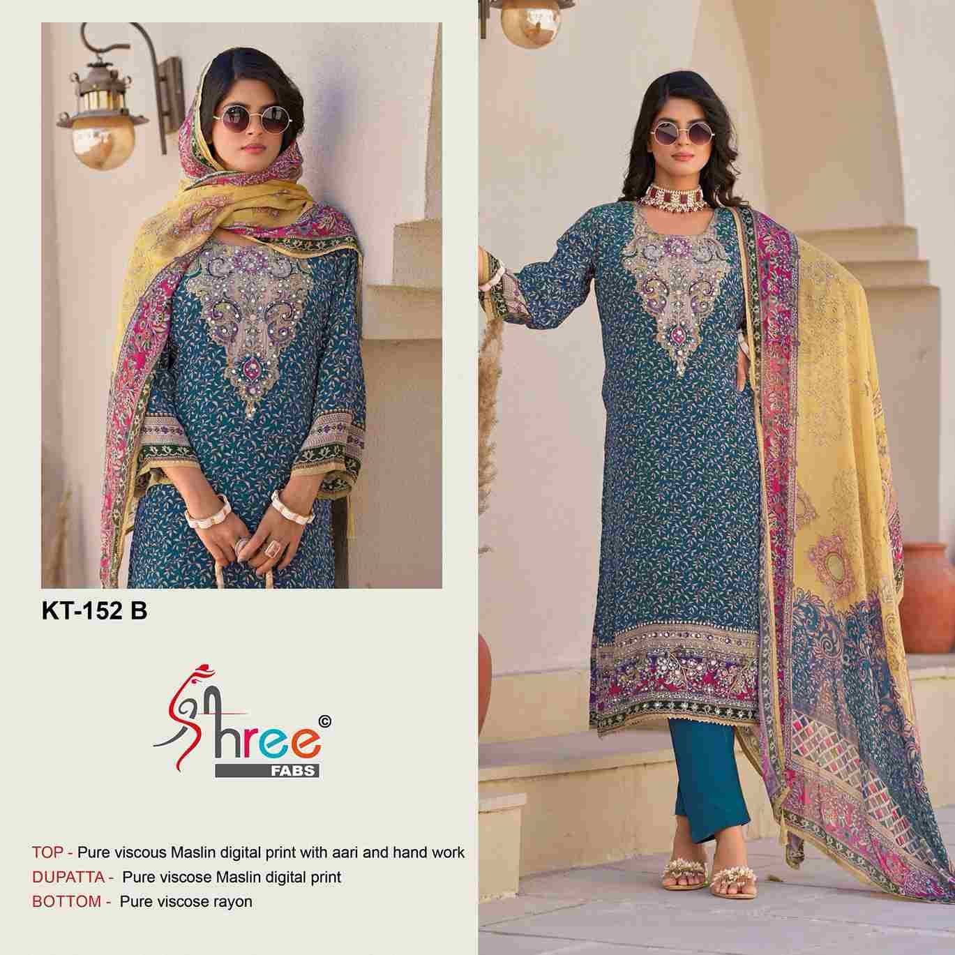 Shree Fabs Hit Design KT-152 Colours By Shree Fabs KT-152-A To KT-152-D Series Designer Pakistani Suits Beautiful Fancy Stylish Colorful Party Wear & Occasional Wear Pure Viscose Muslin Embroidery Dresses At Wholesale Price