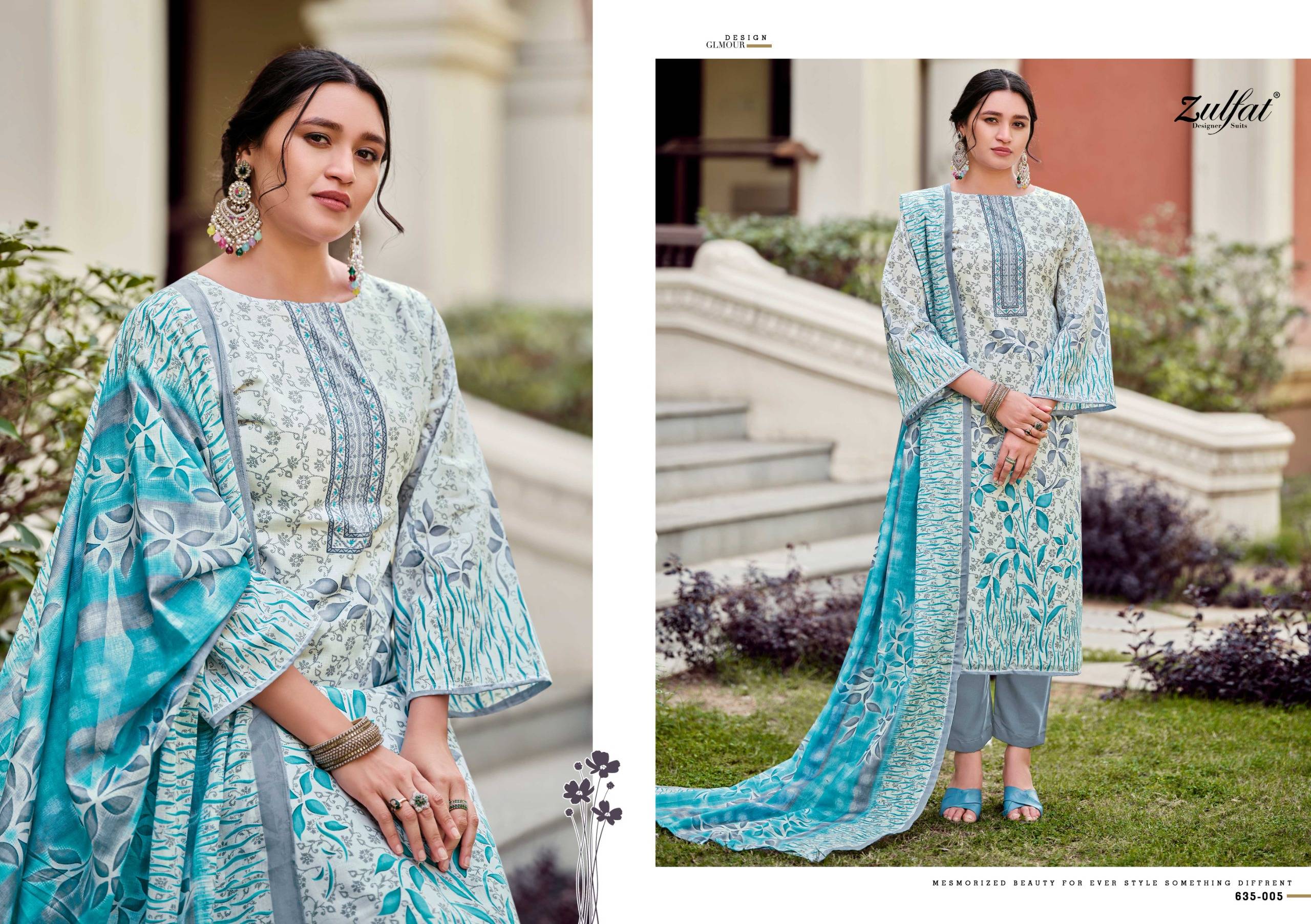 Farhana Vol-9 By Zulfat 635-001 To 635-008 Series Beautiful Festive Suits Stylish Fancy Colorful Casual Wear & Ethnic Wear Pure Cotton Print Dresses At Wholesale Price