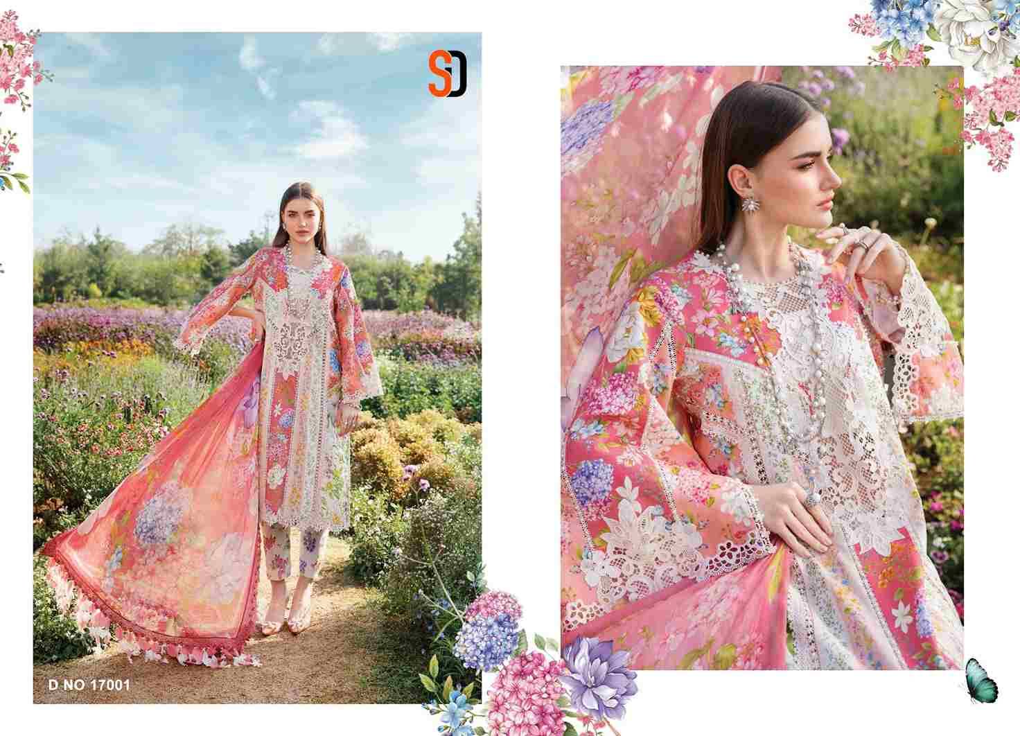 M Prints Vol-17 By Shraddha Designer 17001 To 17004 Series Pakistani Suits Beautiful Fancy Colorful Stylish Party Wear & Occasional Wear Lawn Cotton With Embroidery Dresses At Wholesale Price